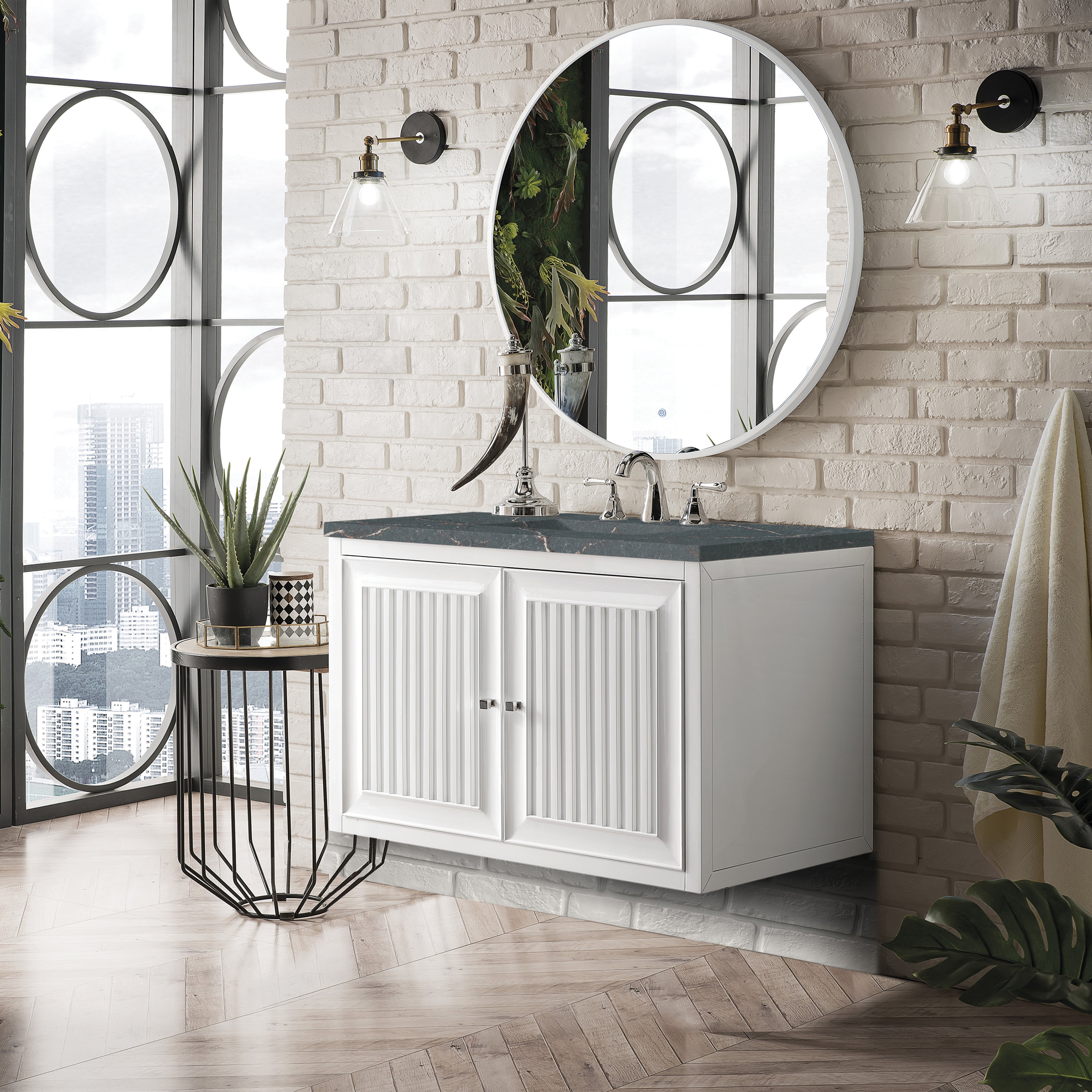 James Martin Athens 36" Single Vanity in Glossy White with 3cm Countertop