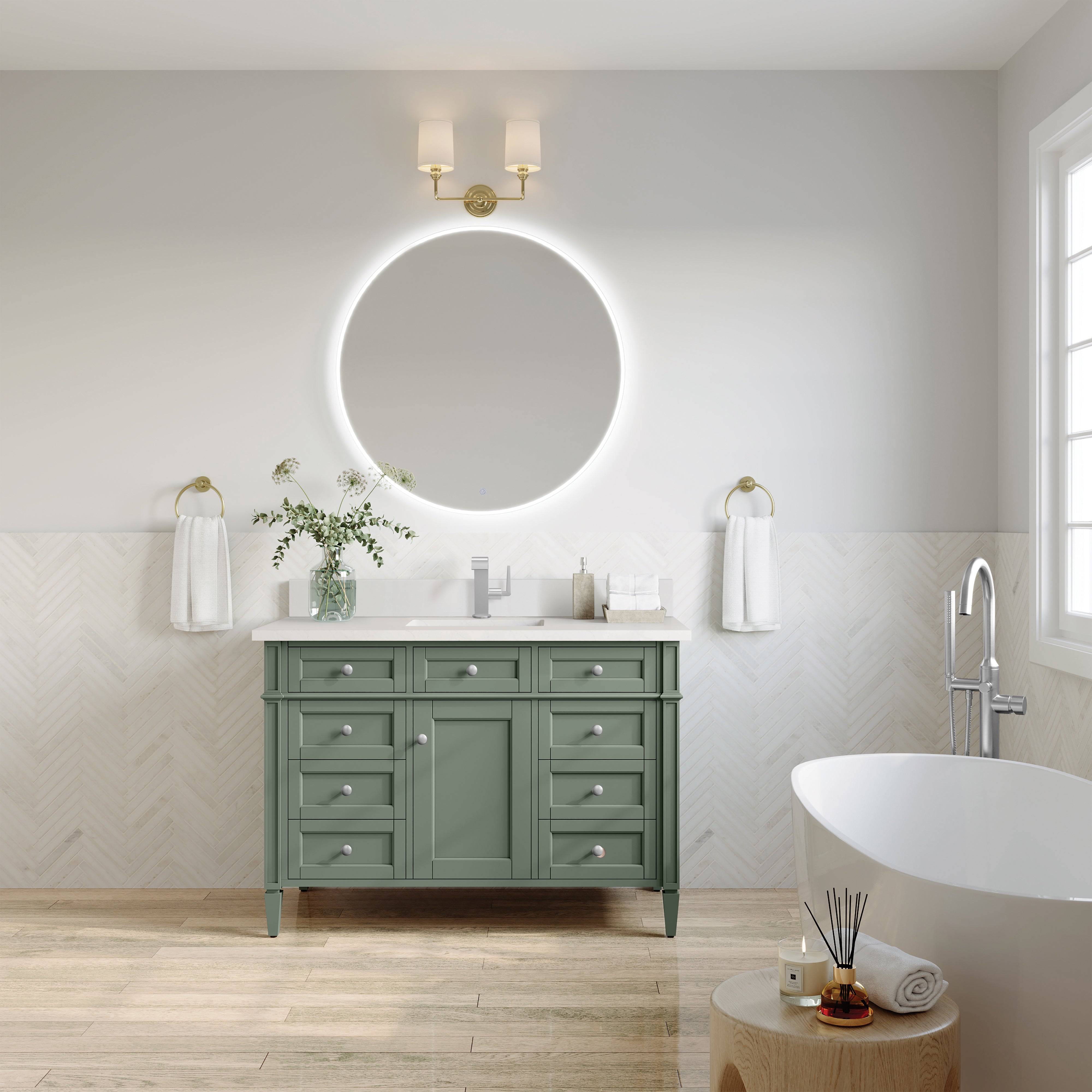 James Martin Brittany 48" Single Vanity in Smokey Celadon with 3cm Countertop