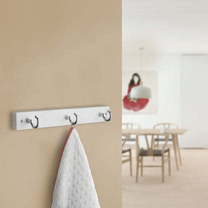 BESLAGSBODEN - Coat Rack, 3 hooks, White/Polished Chrome, L 300 mm