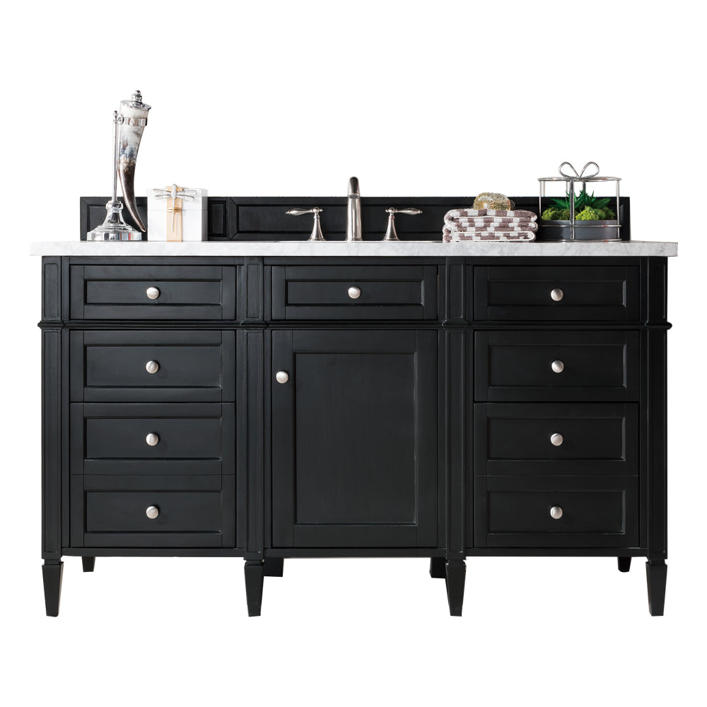 James Martin Brittany 60" Single Vanity in Black Onyx with 3cm Countertop