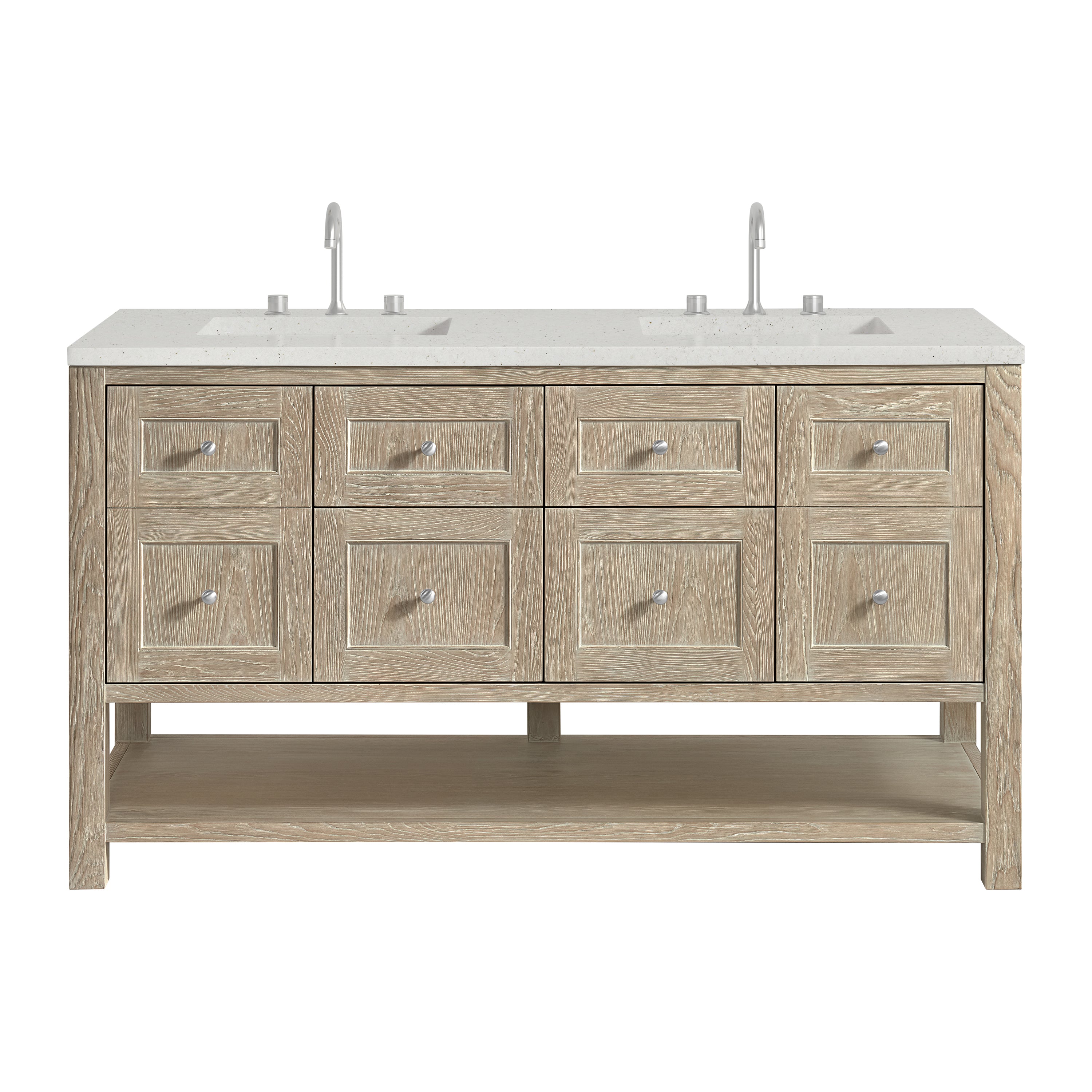 James Martin Breckenridge 60" Double Vanity in Whitewashed Oak with 3cm Countertop