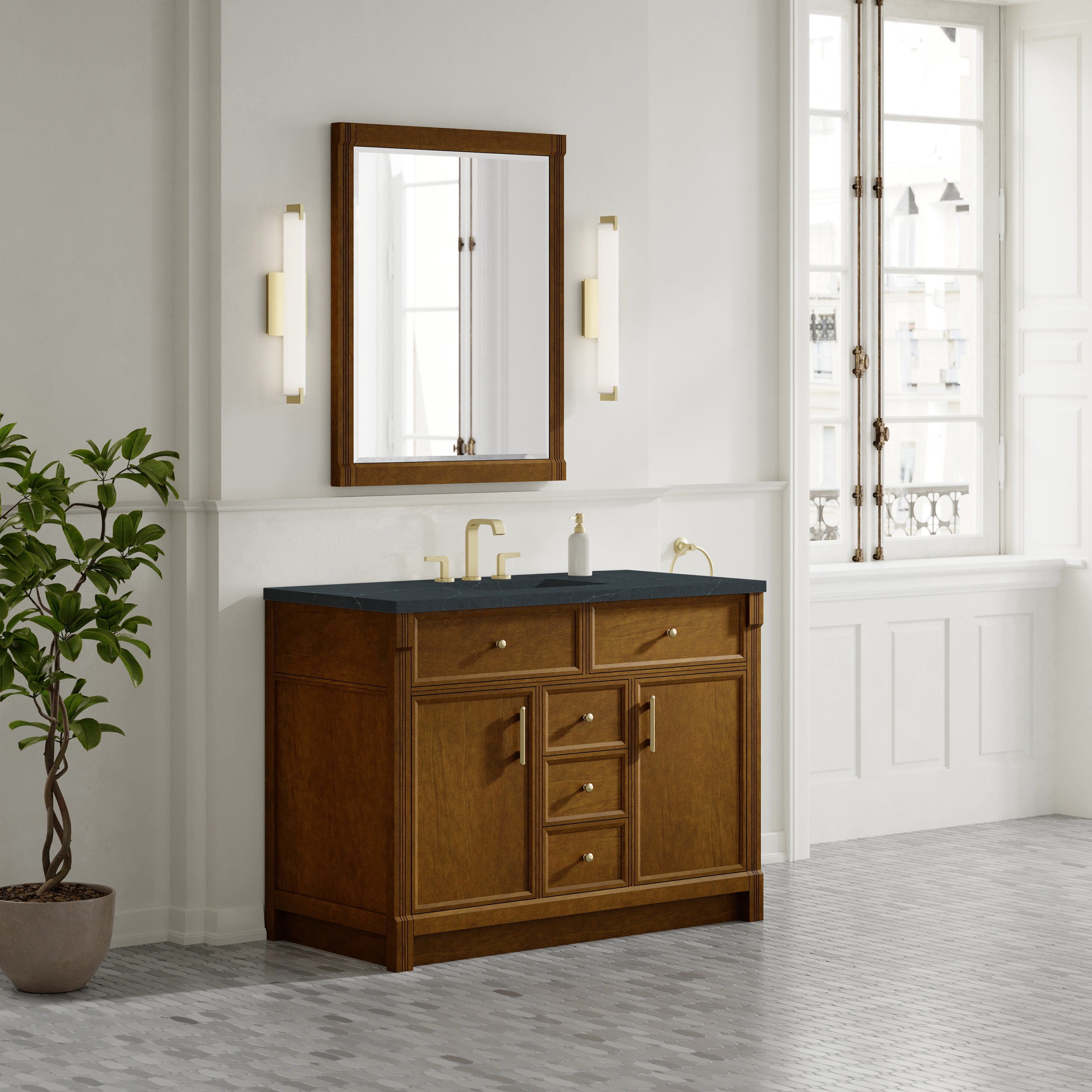 James Martin Bellshire 48" Single Vanity in Honey Oak with 3cm Countertop