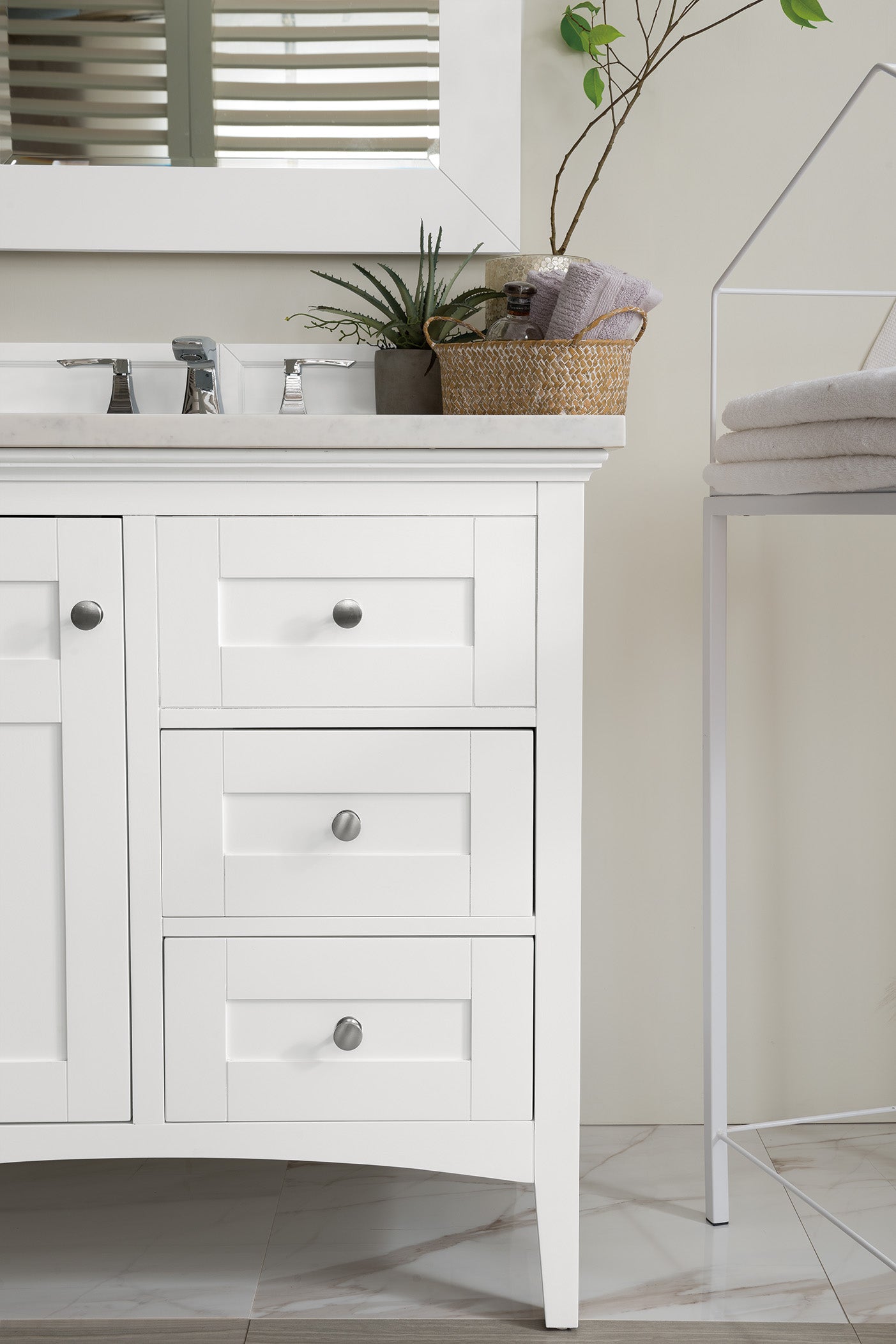 James Martin Palisades 36" Single Vanity in Bright White with 3cm Countertop