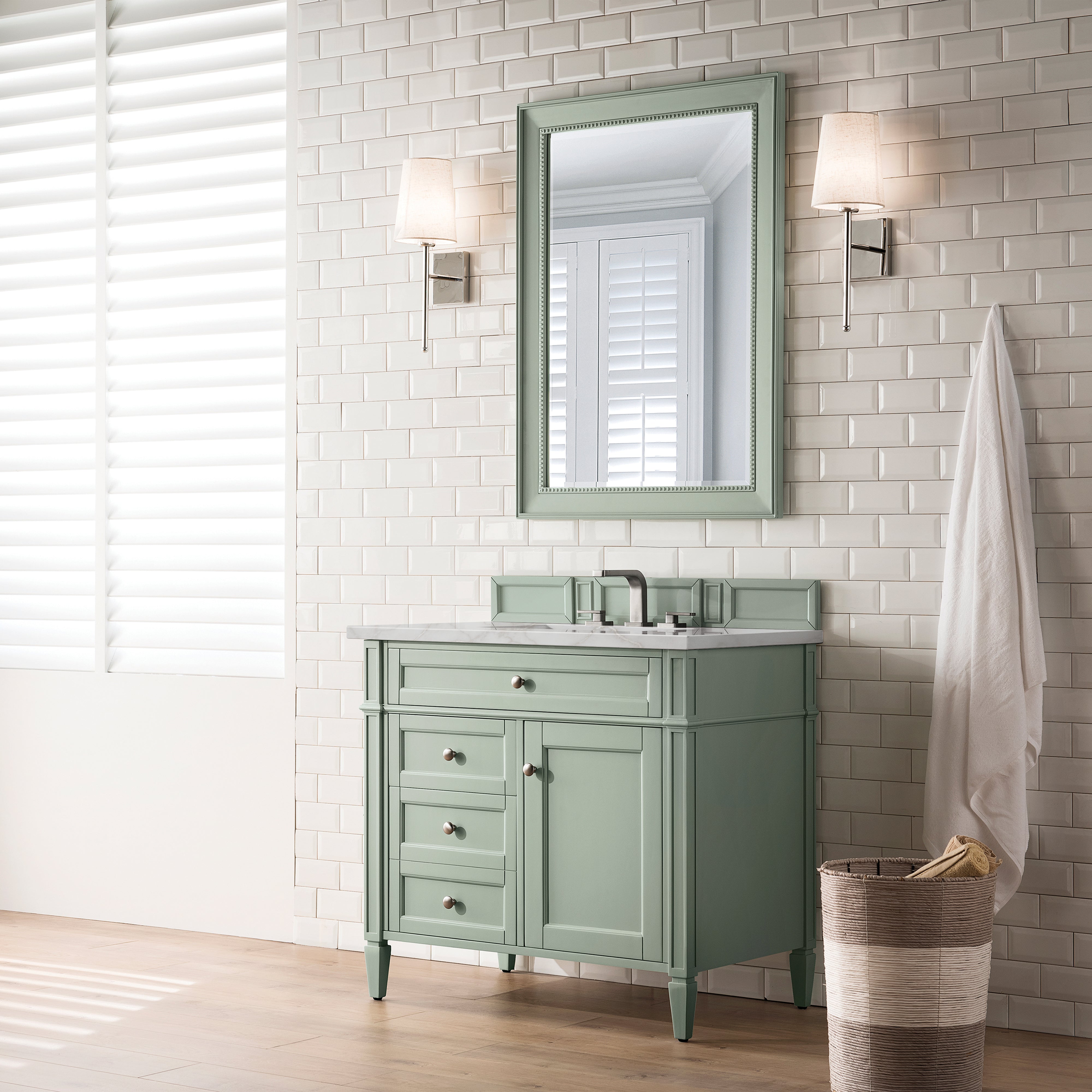 James Martin Brittany 36" Single Vanity in Sage Green with 3cm Countertop