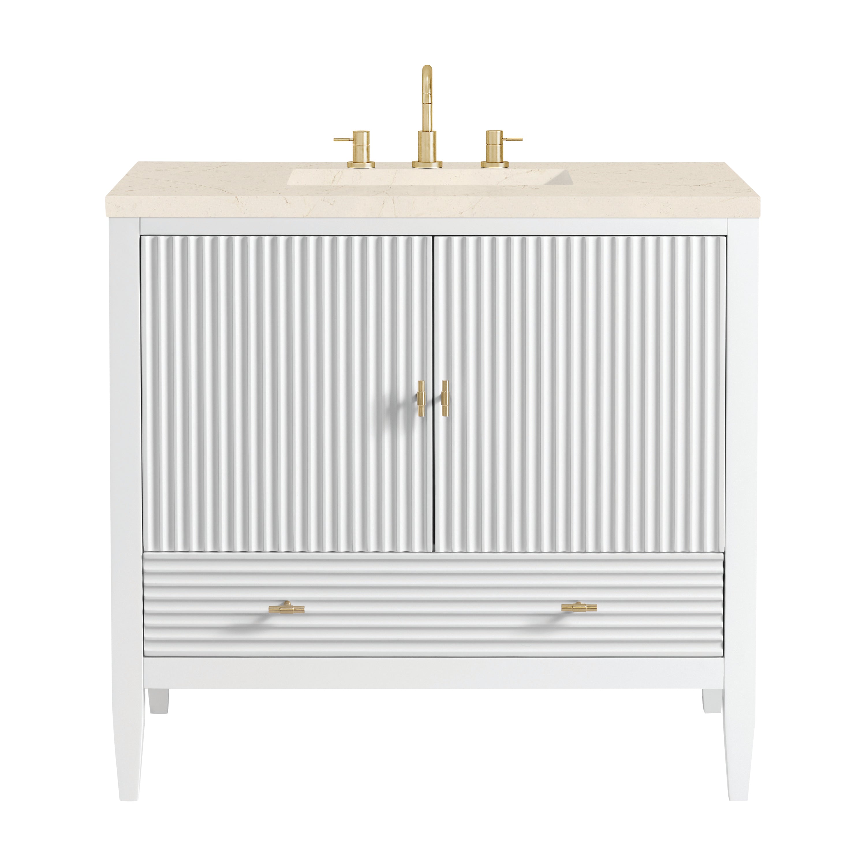 James Martin Myrrin 36" Vanity in Bright White with 3cm Countertop