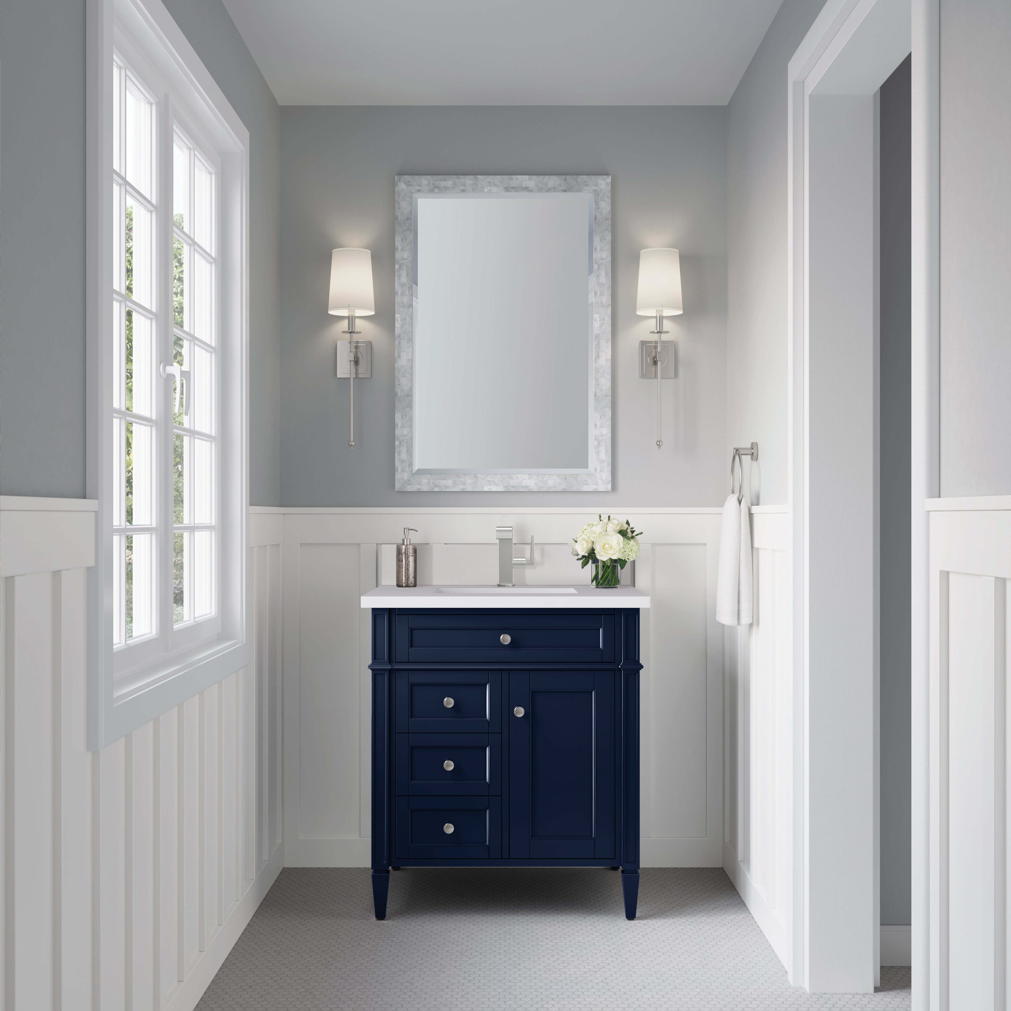 James Martin Brittany 30" Single Vanity in Victory Blue with 3cm Countertop