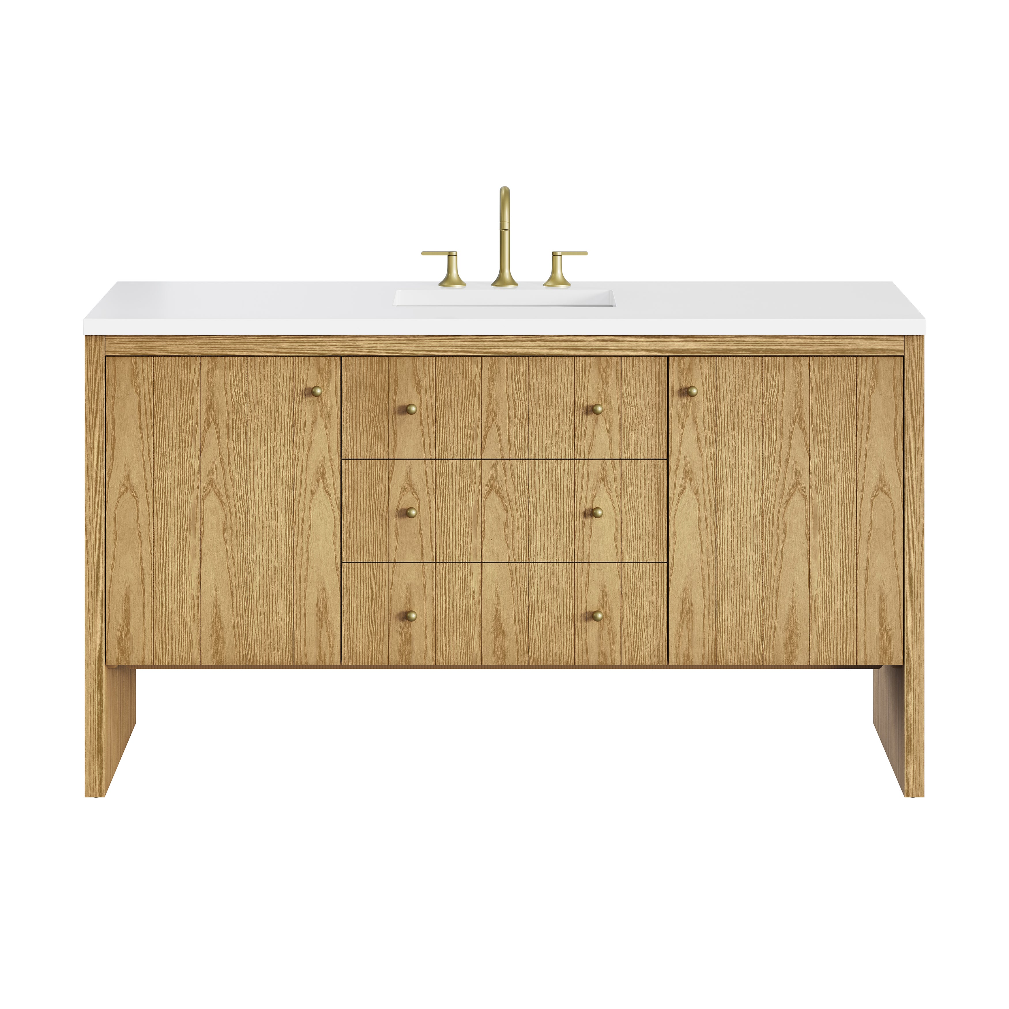 James Martin Hudson 60" Single Vanity in Light Natural Oak with 3cm Countertop