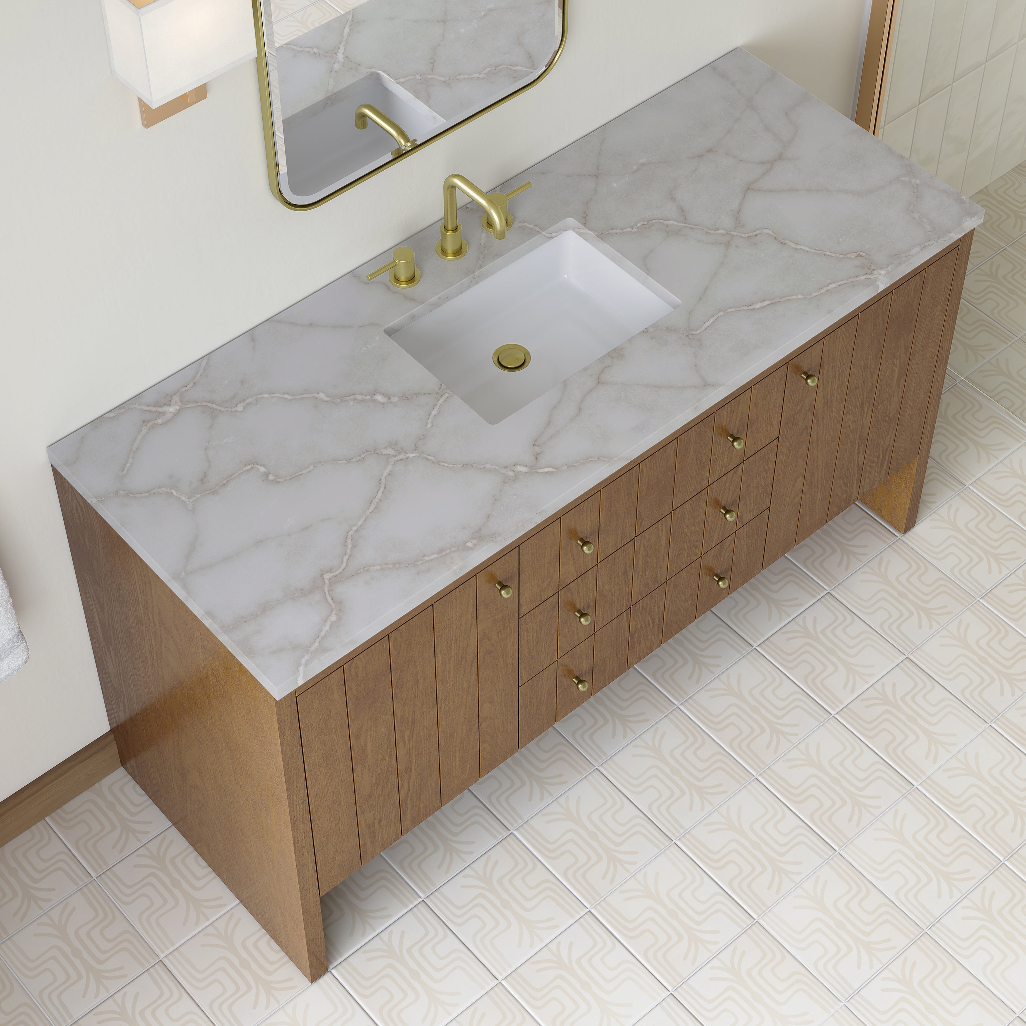 James Martin Hudson 60" Single Vanity in Honey Oak with 3cm Countertop