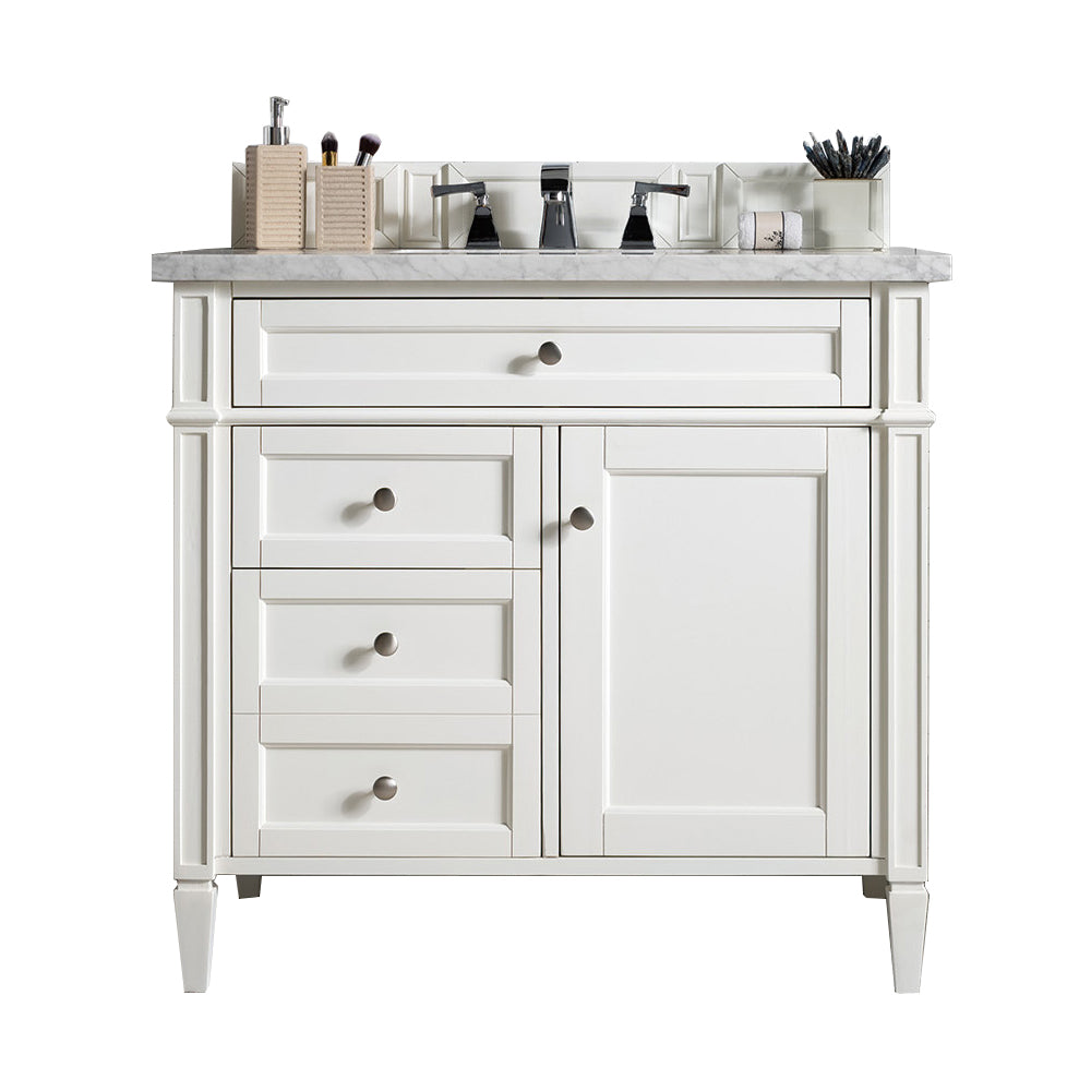 James Martin Brittany 36" Single Vanity in Bright White with 3cm Countertop