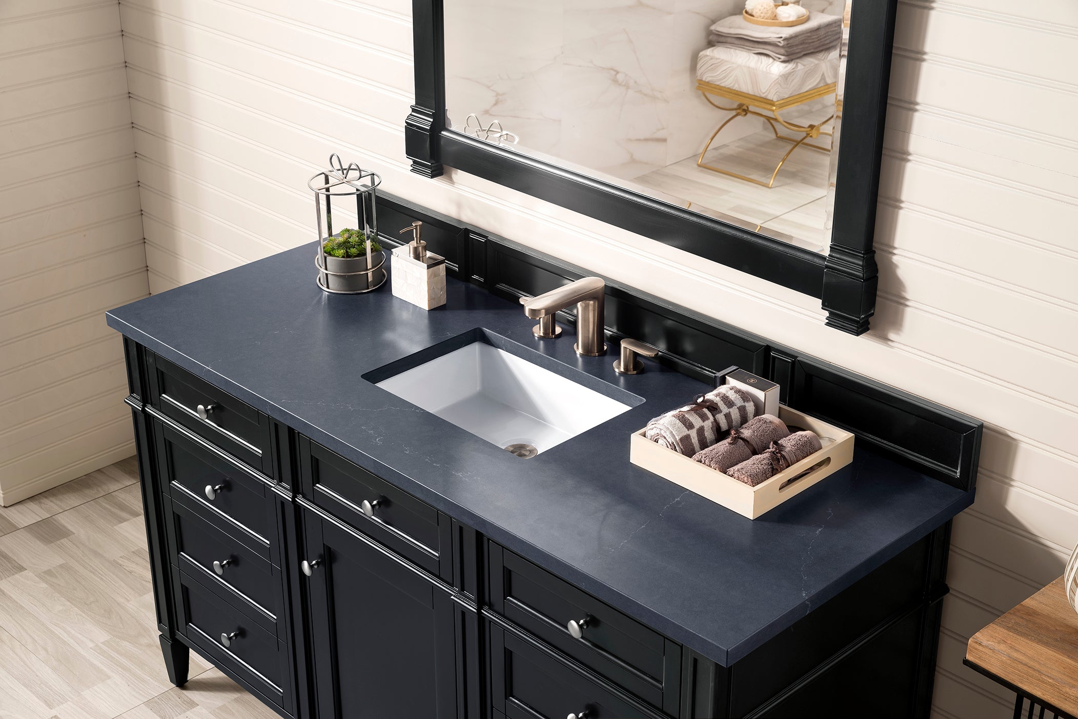 James Martin Brittany 60" Single Vanity in Black Onyx with 3cm Countertop