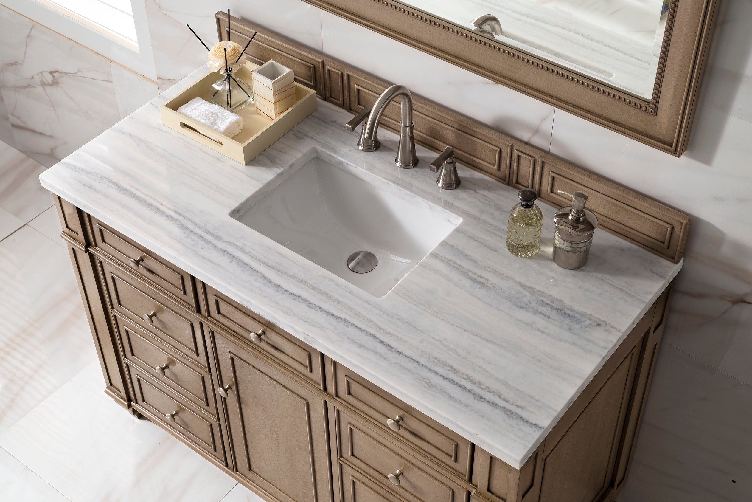 James Martin Bristol 48" Single Vanity in Whitewashed Walnut with 3cm Countertop