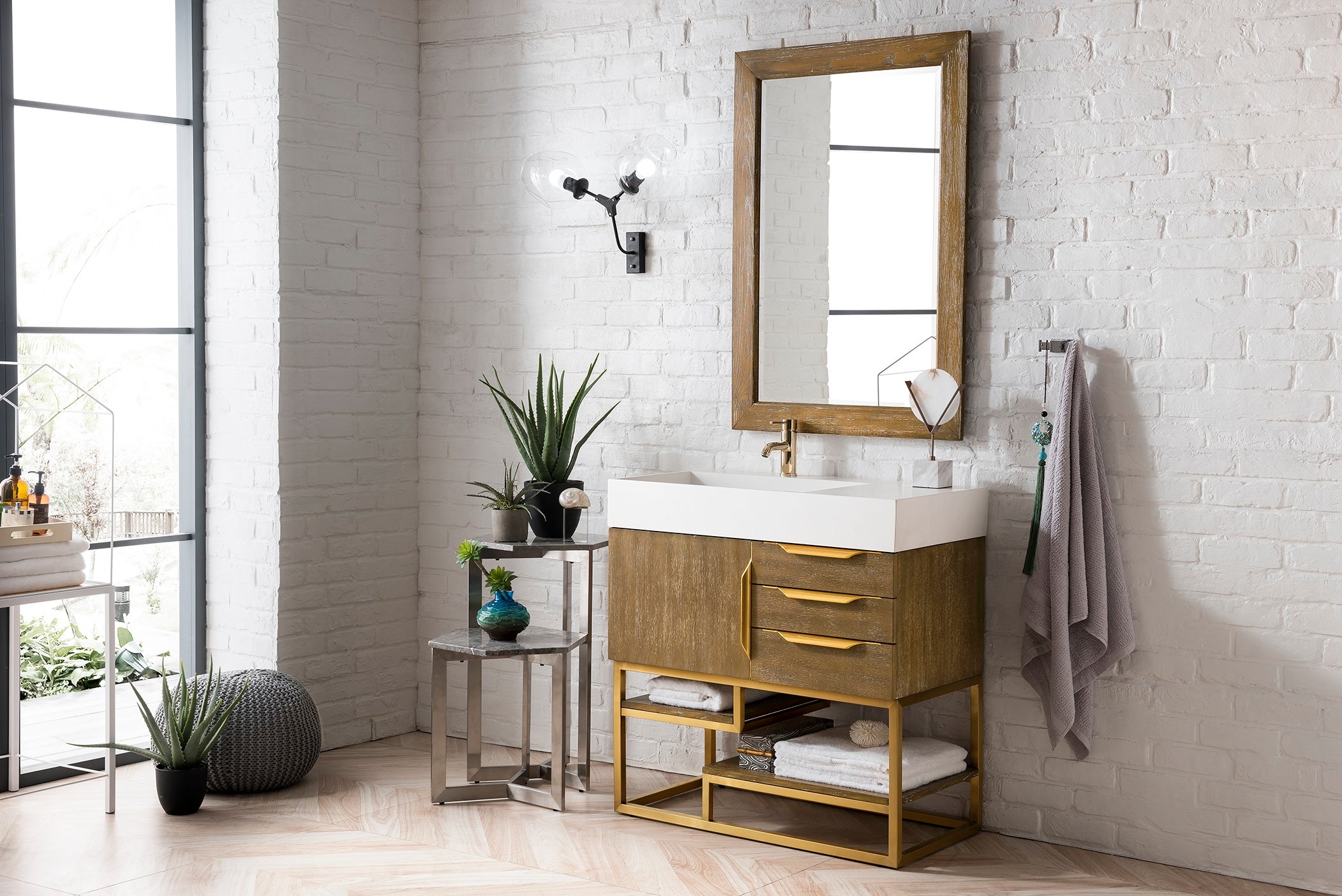 James Martin Columbia 36" Freestanding Single Vanity with Mineral Composite Stone Countertop