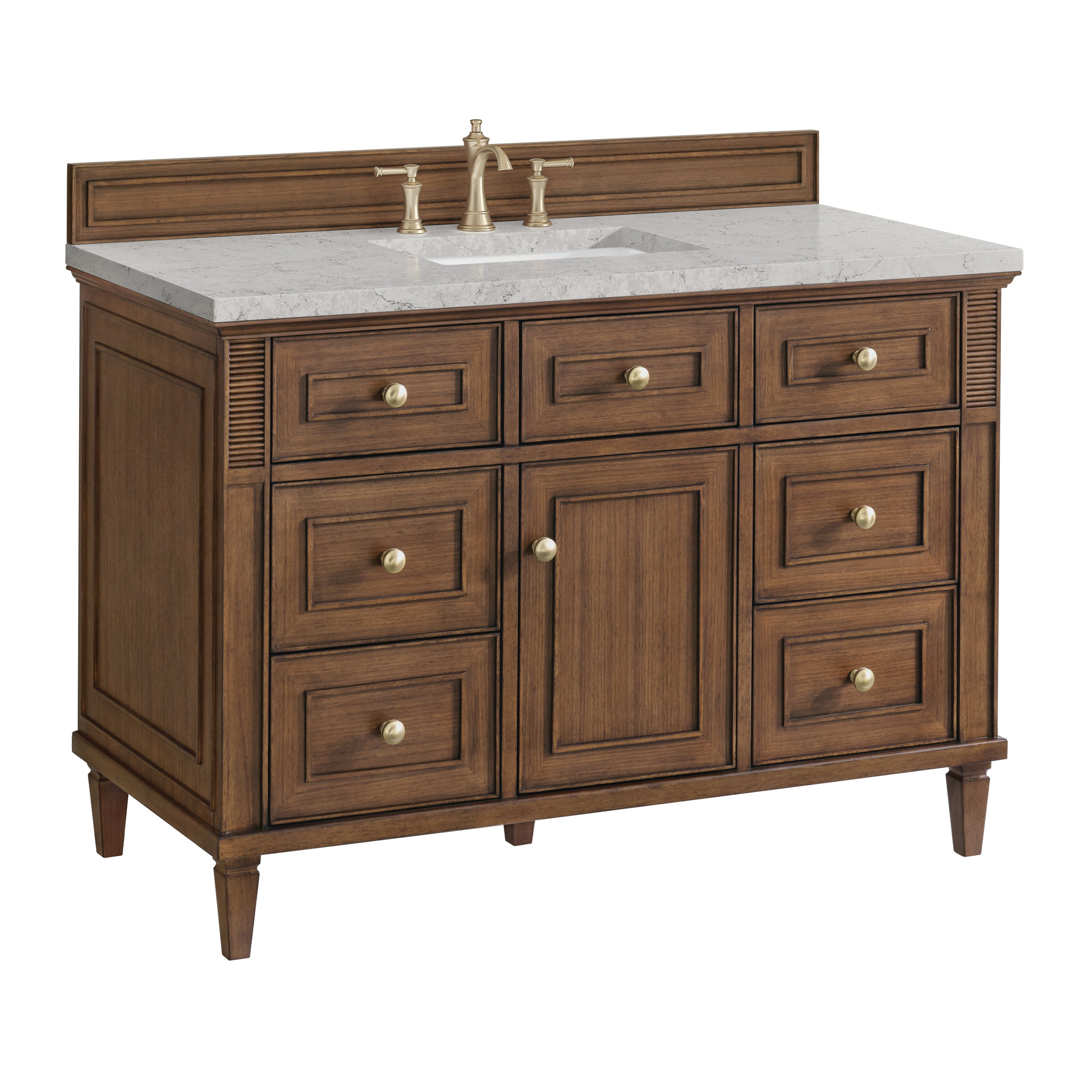 James Martin Lorelai 48" Single Vanity in Mid-Century Walnut with 3cm Countertop