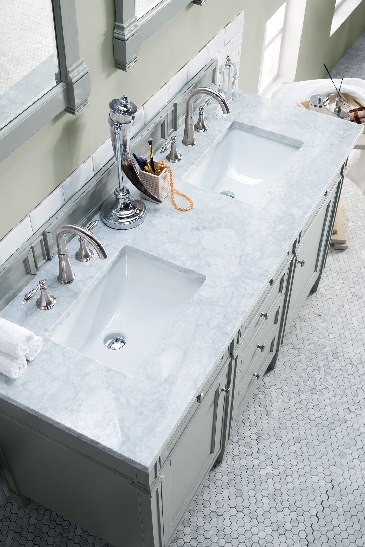James Martin Brittany 60" Double Vanity in Urban Gray with 3cm Countertop
