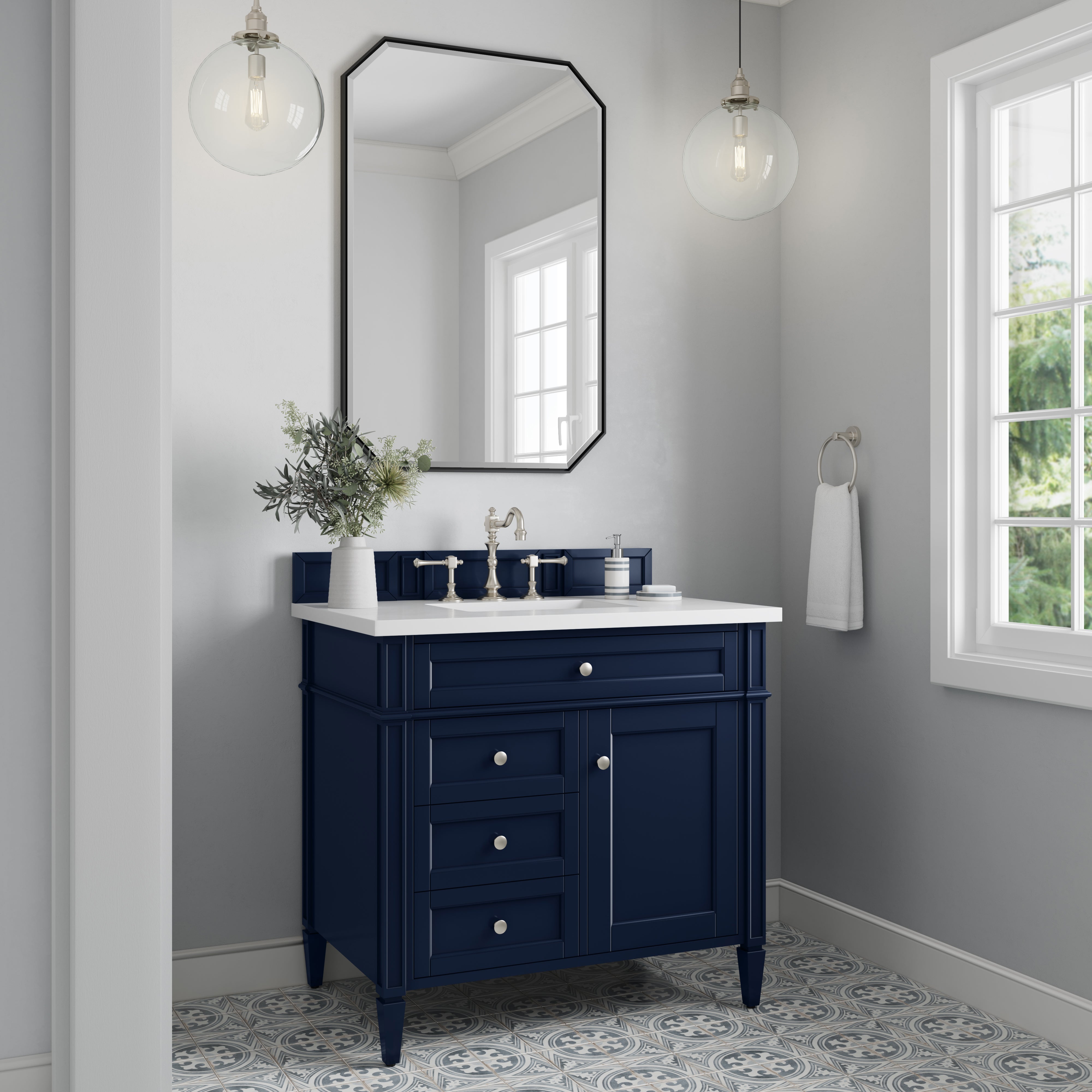 James Martin Brittany 36" Single Vanity in Victory Bleu with 3cm Countertop