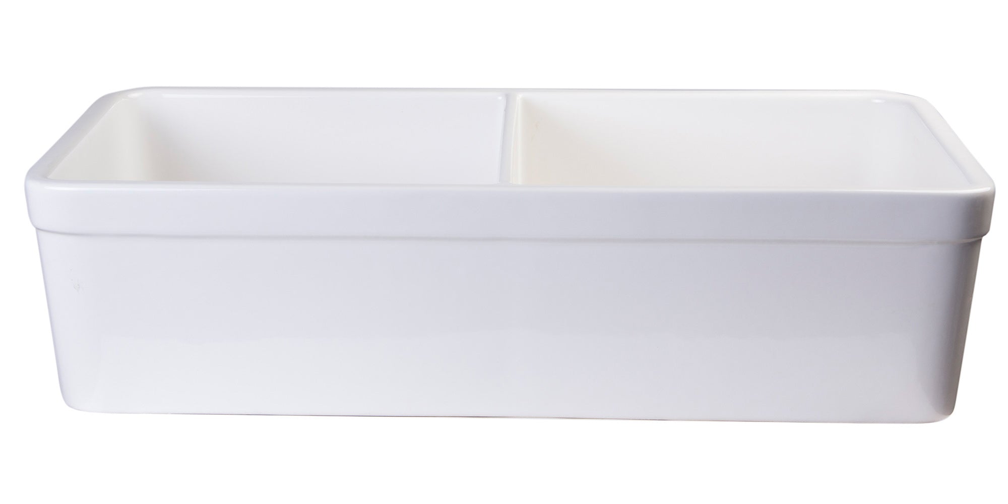 ALFI brand AB512 AB512-W White 32" Double Bowl Lip Apron Fireclay Farmhouse Kitchen Sink with 1 3/4" Lip