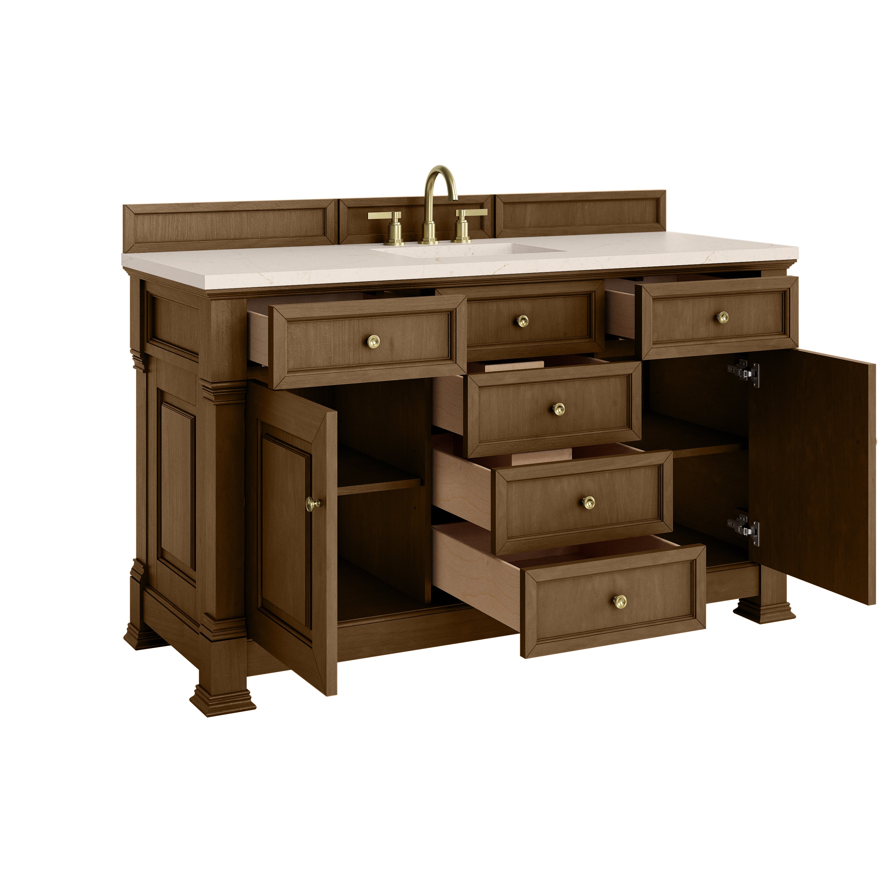 James Martin Brookfield 60" Single Vanity in Honey Oak with 3cm Countertop