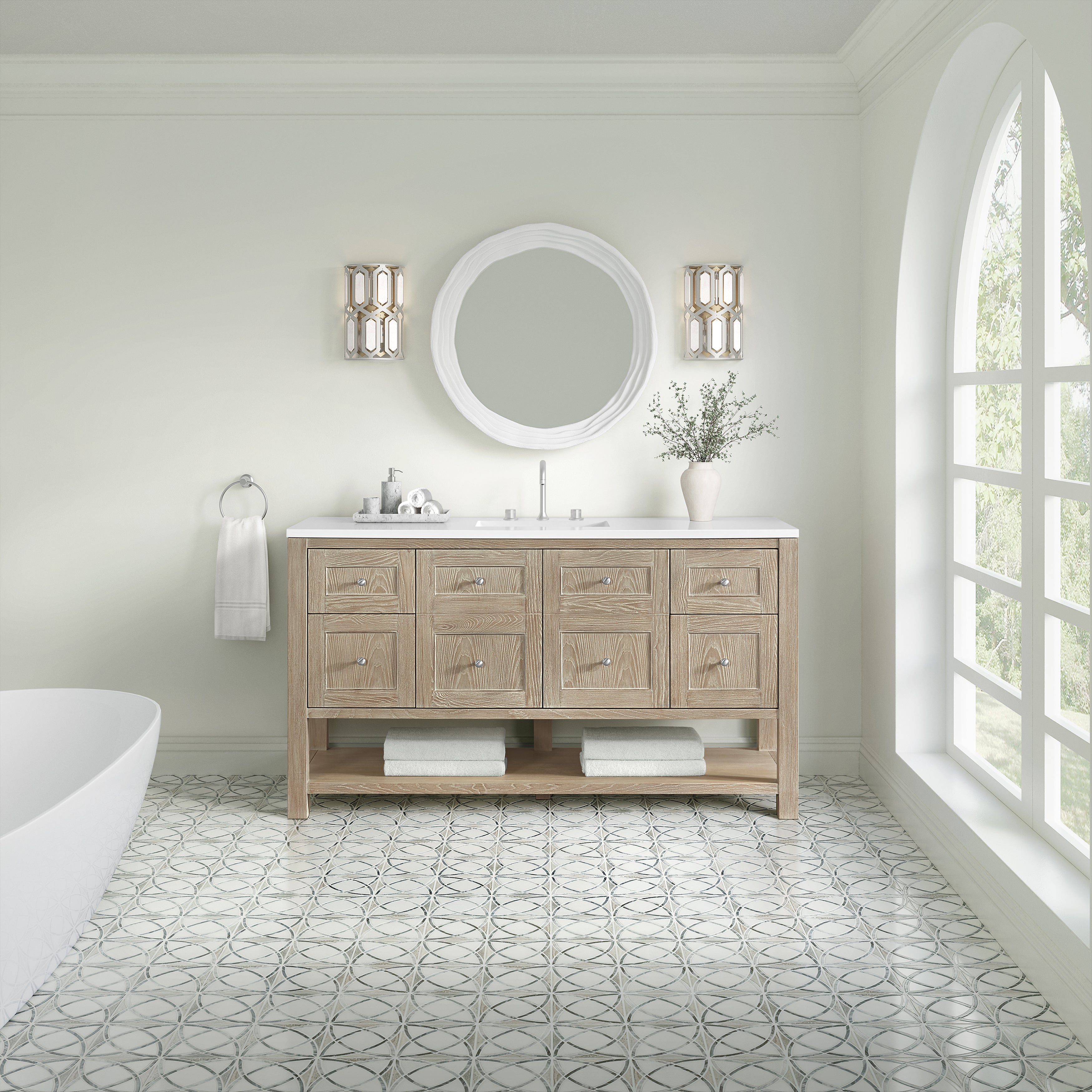 James Martin Breckenridge 60" Single Vanity in Whitewashed Oak with 3cm Countertop