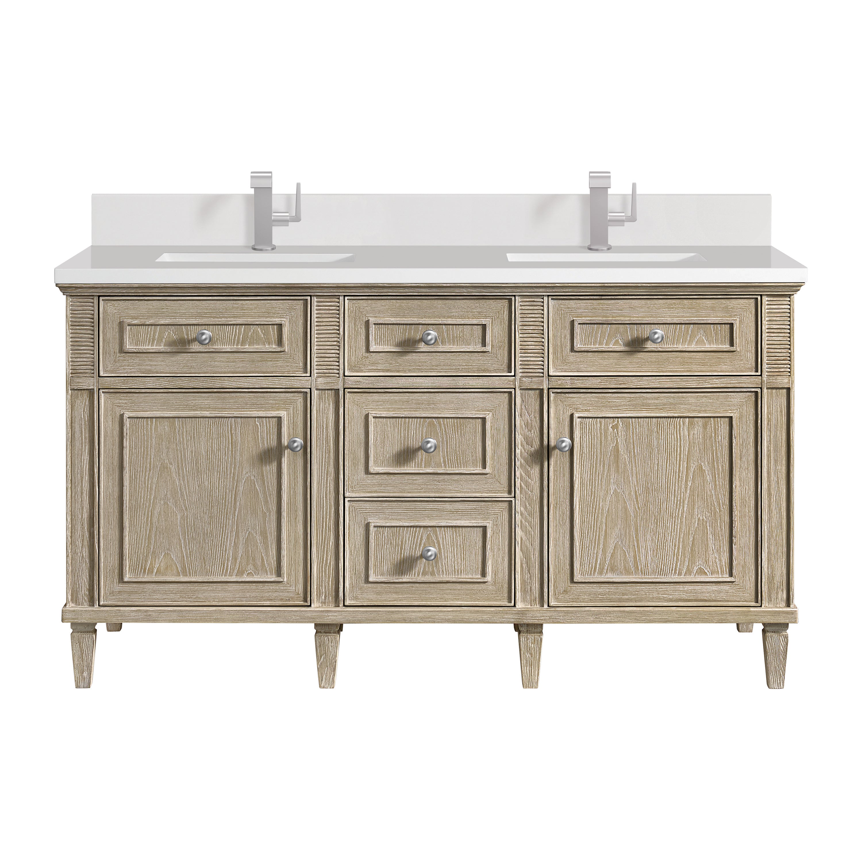 James Martin Lorelai 60" Double Vanity in Whitewashed Oak with 3cm Countertop