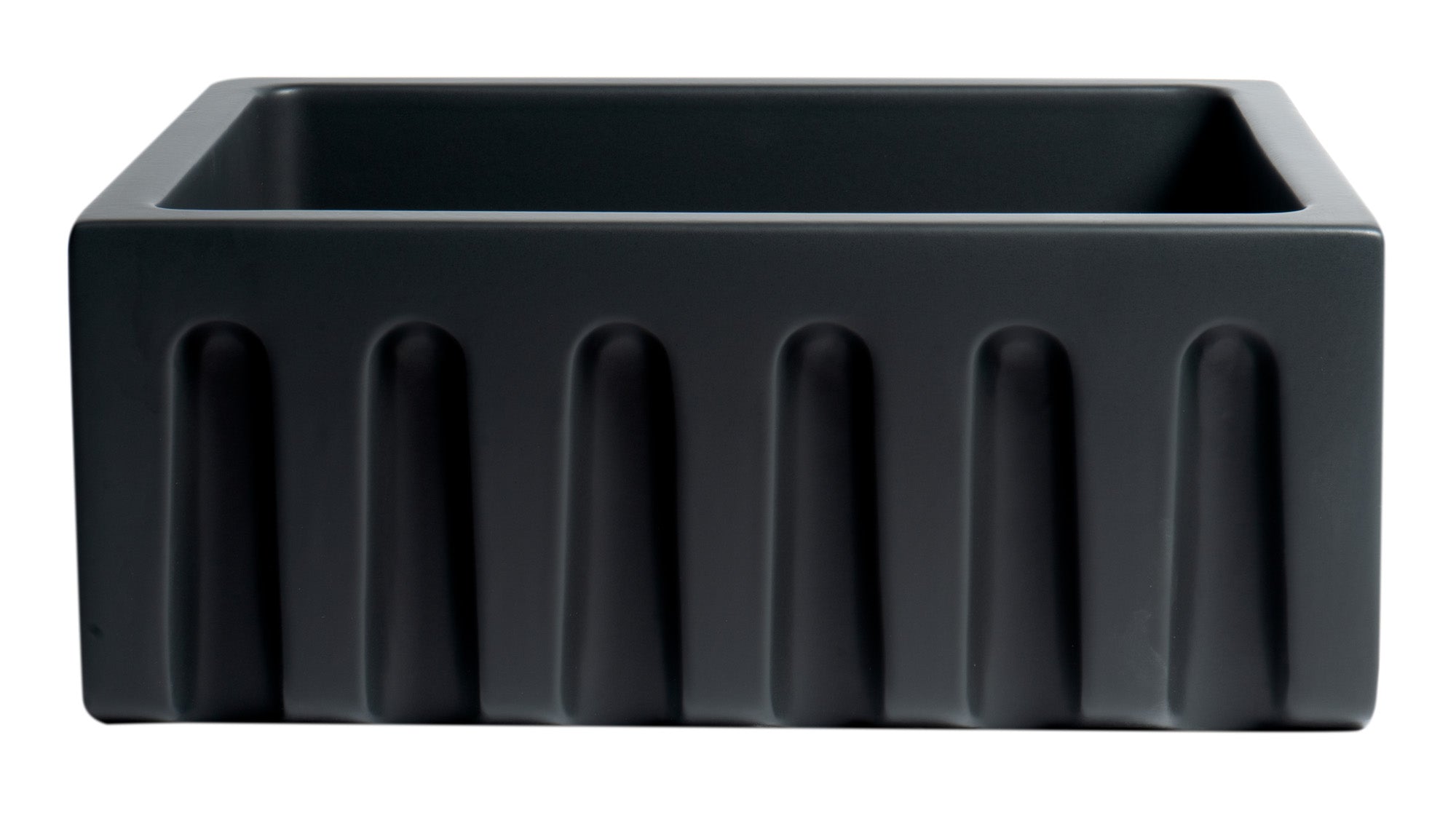 ALFI brand AB2418HS 24" Reversible Smooth / Fluted Single Bowl Fireclay Farm Sink – Biscuit, Black Gloss, Black Matte, White
