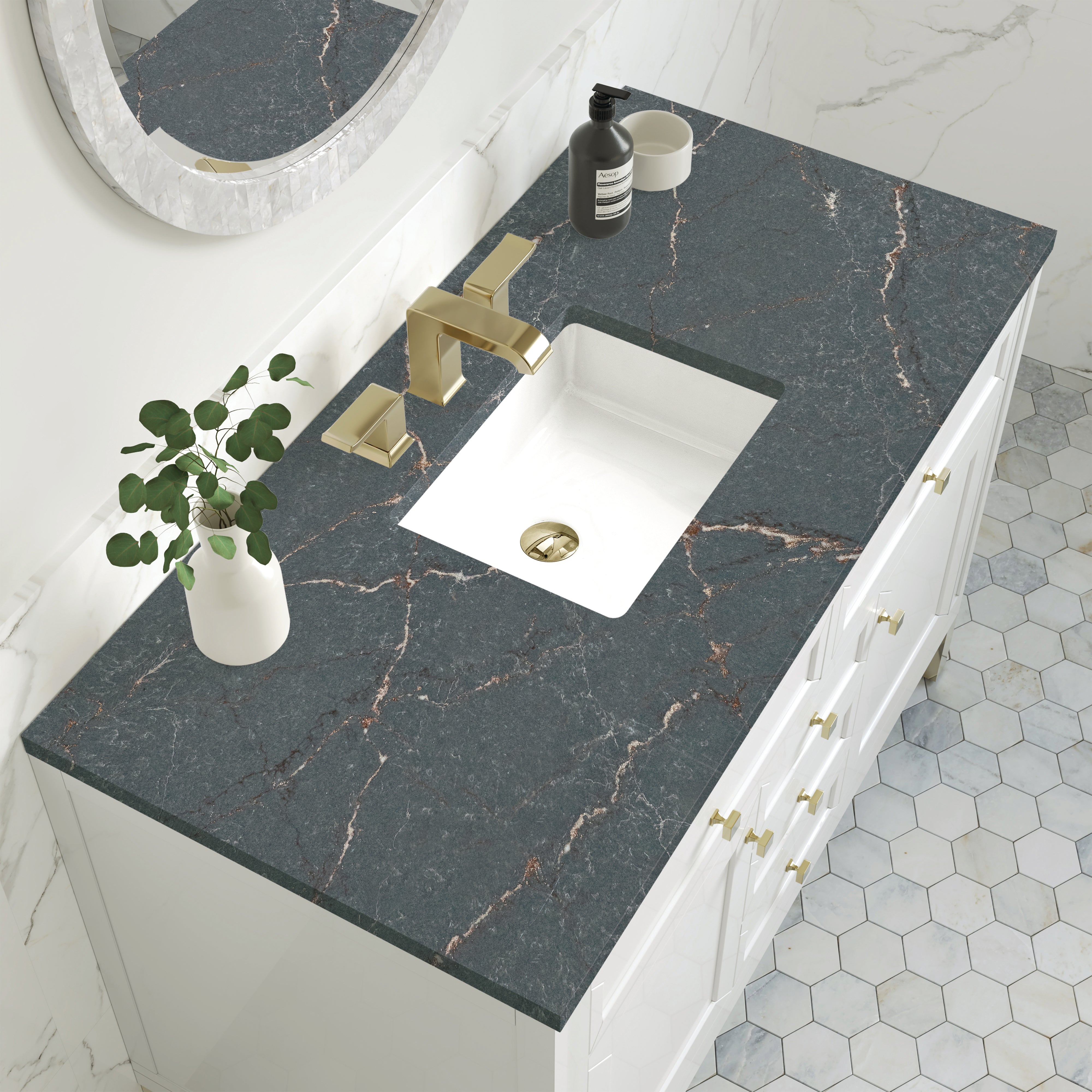 James Martin Chicago 48" Single Vanity in Glossy White with 3cm Countertop