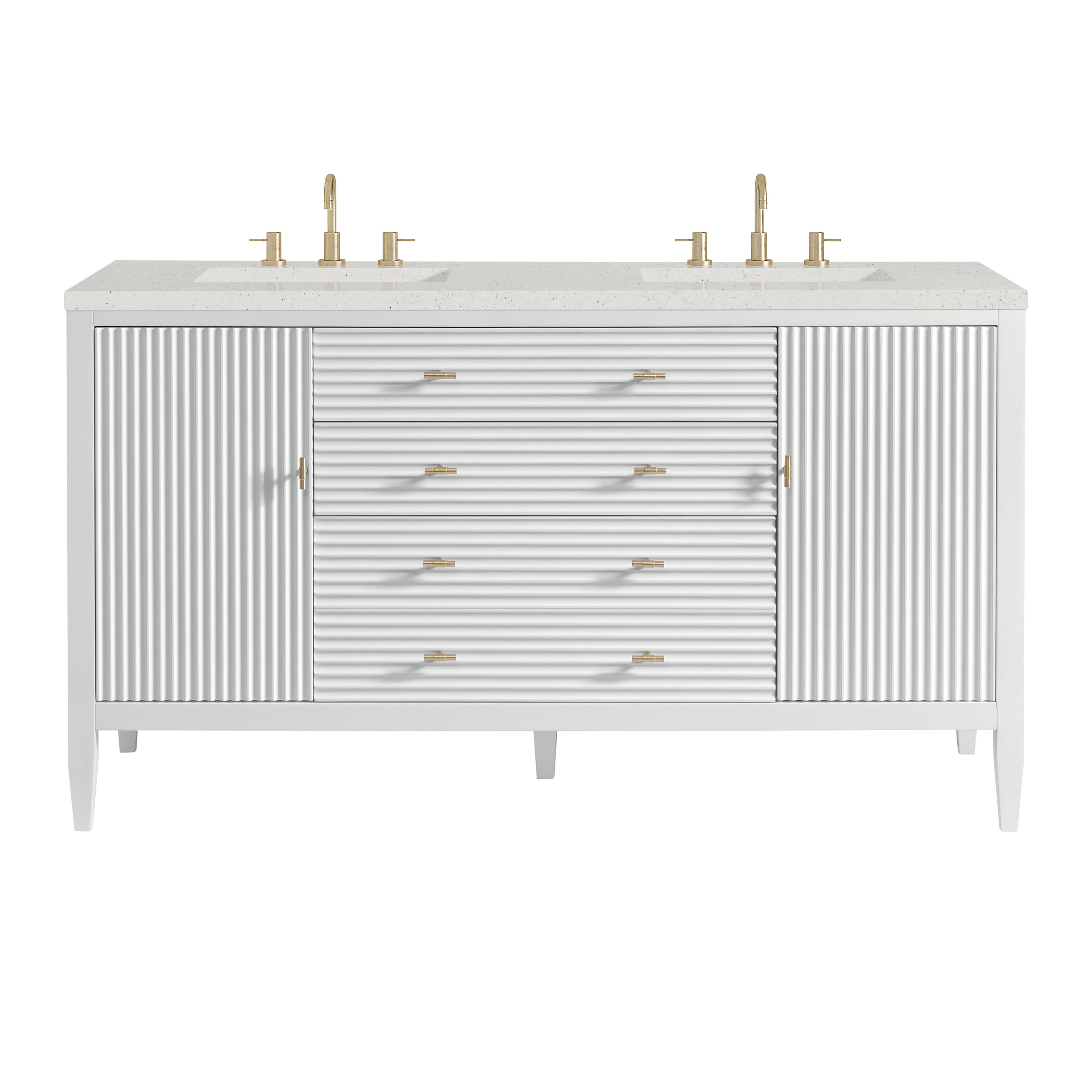 James Martin Myrrin 60" Double Vanity in Bright White with 3cm Countertop