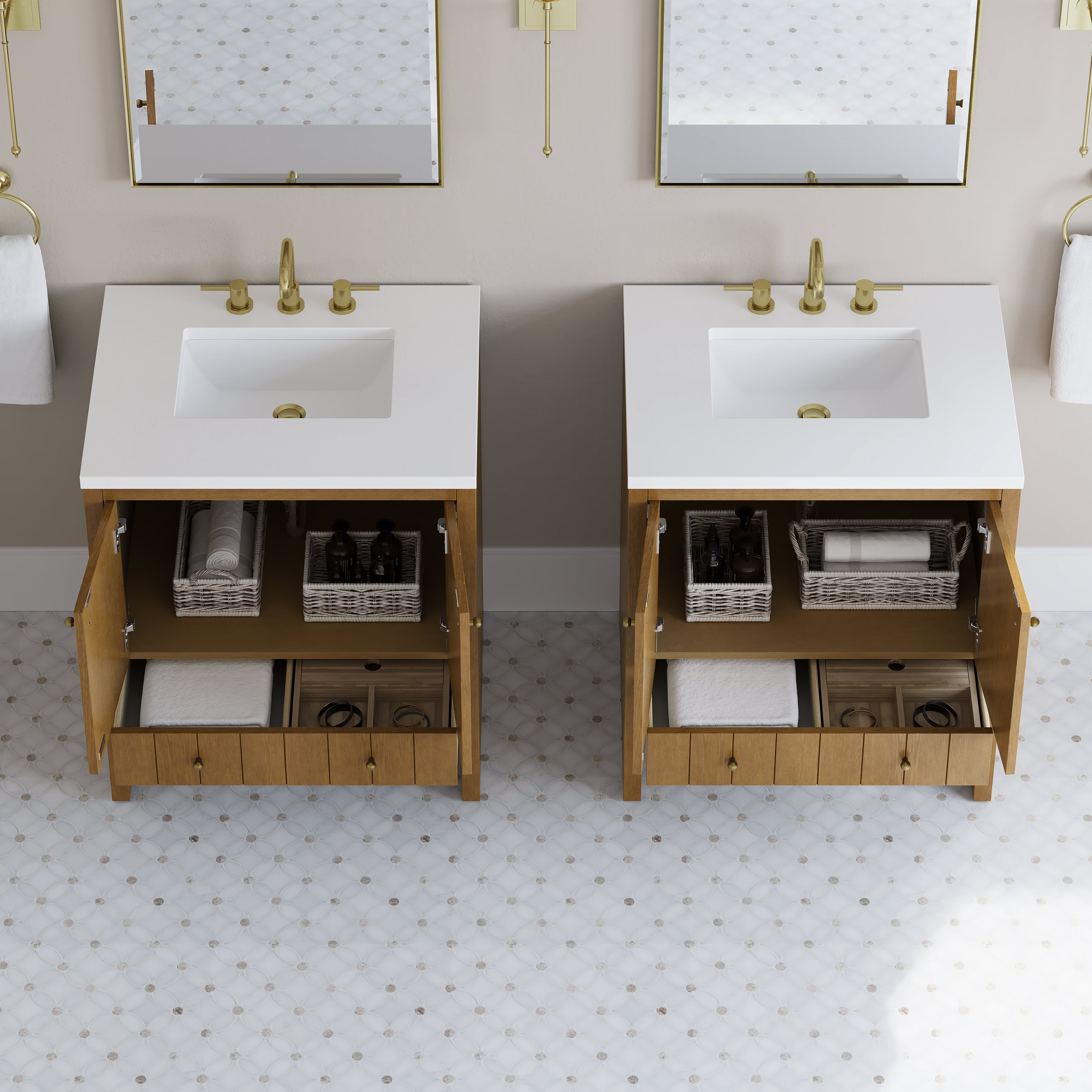 James Martin Hudson 30" Single Vanity in Honey Oak with 3cm Countertop