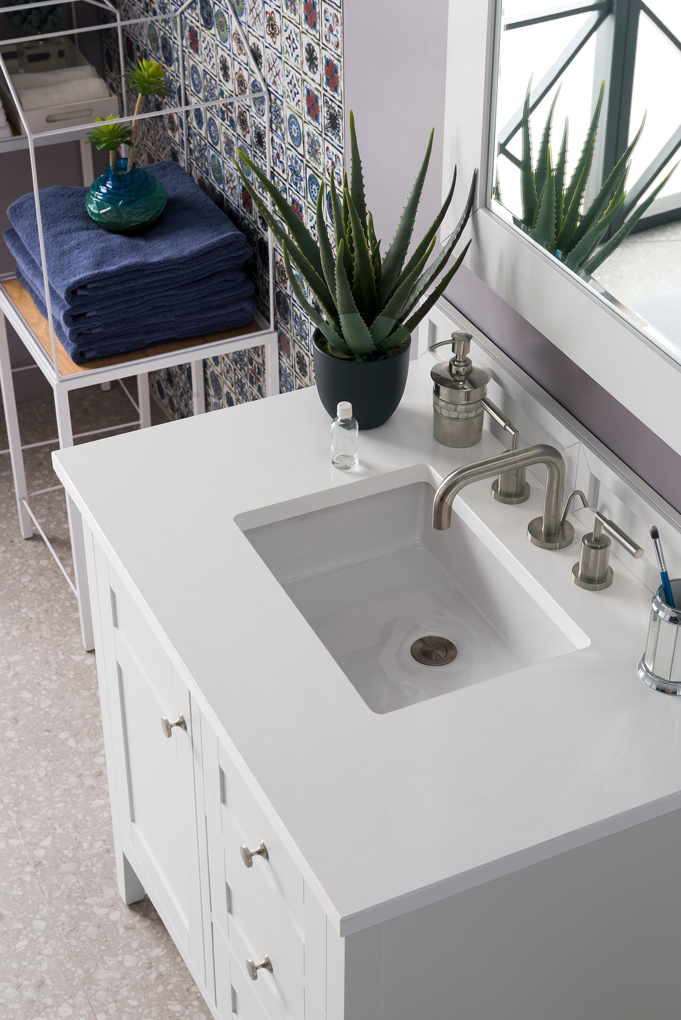 James Martin Palisades 36" Single Vanity in Bright White with 3cm Countertop