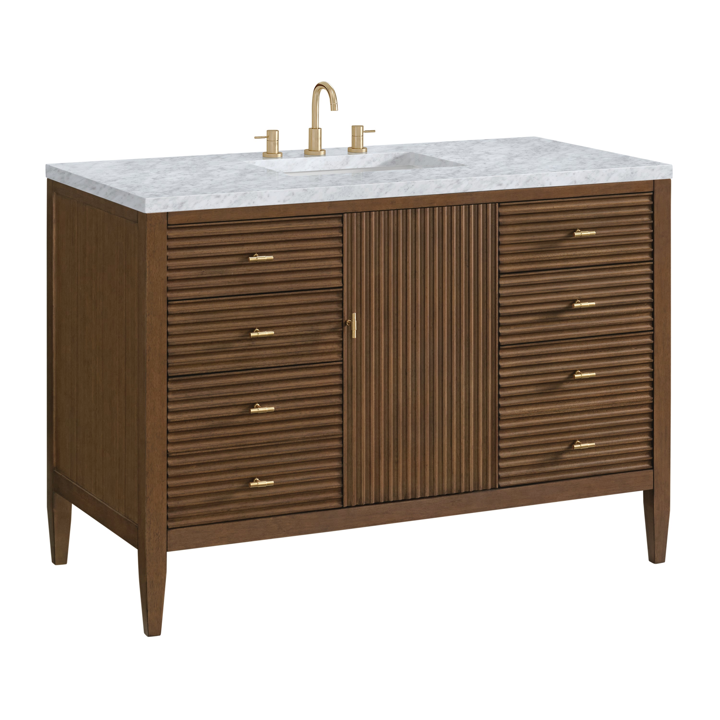 James Martin Myrrin 48" Single Vanity in Mid Century Walnut with 3cm Countertop
