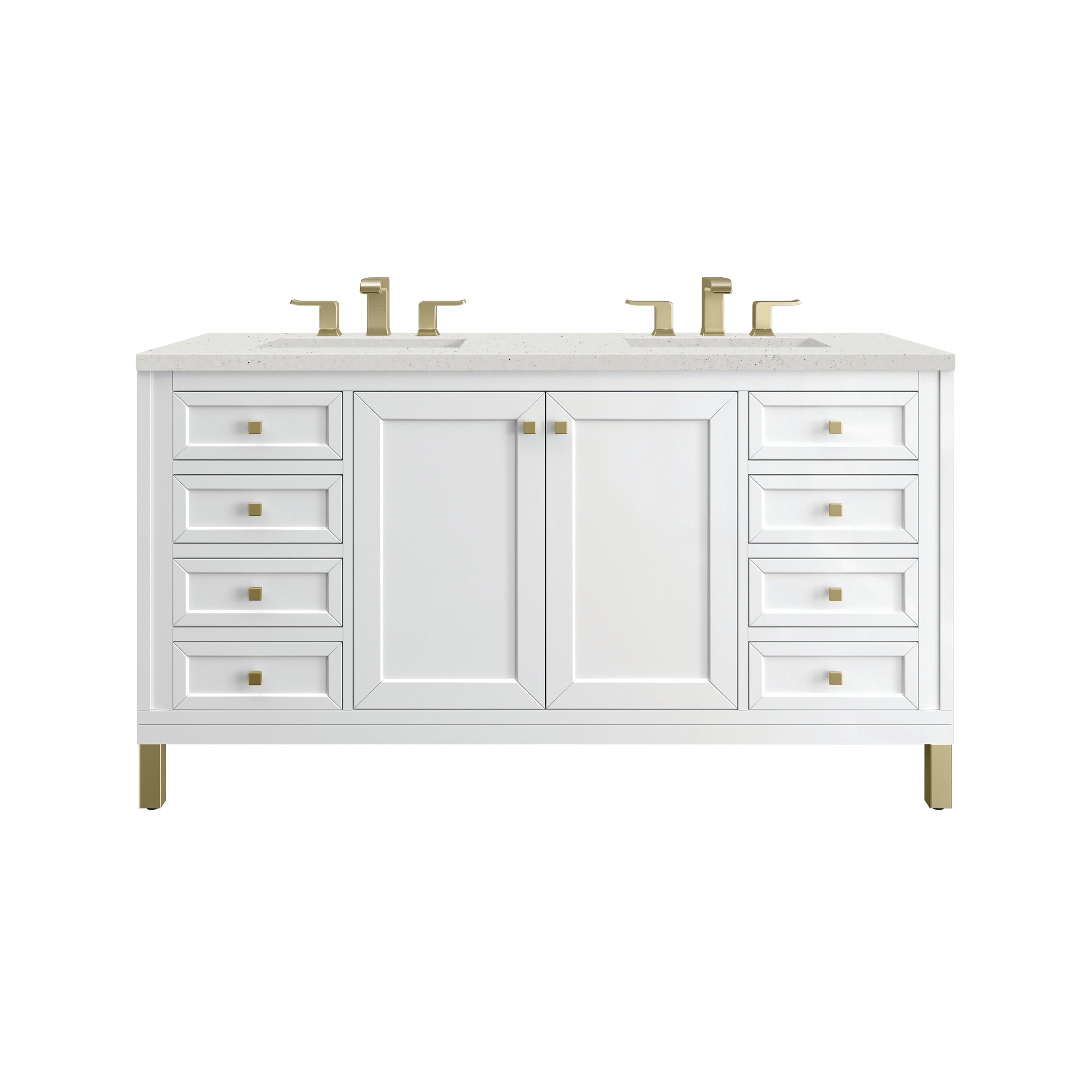 James Martin Chicago 60" Double Vanity in Glossy White with 3cm Countertop