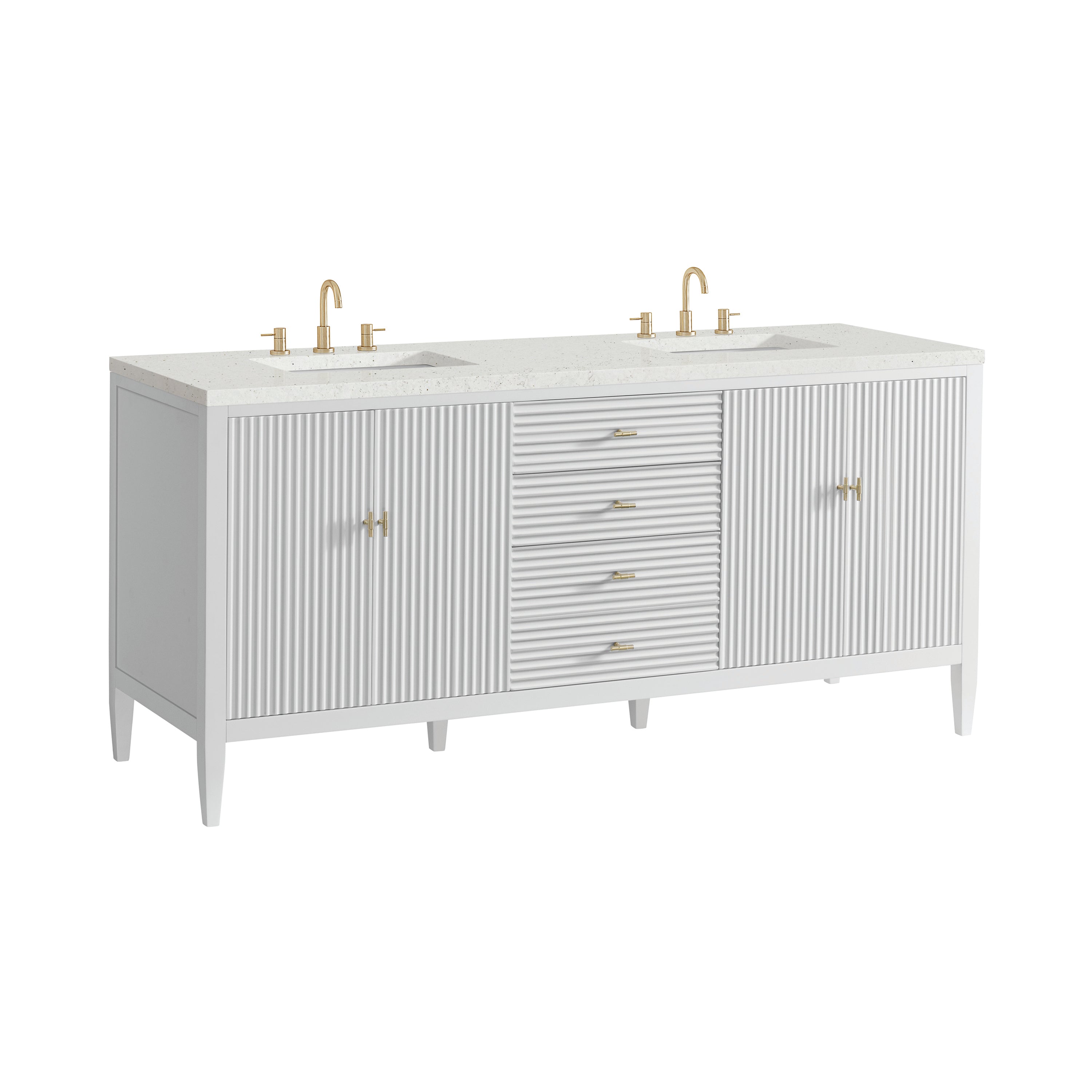 James Martin Myrrin 72" Double Vanity in Bright White with 3cm Countertop
