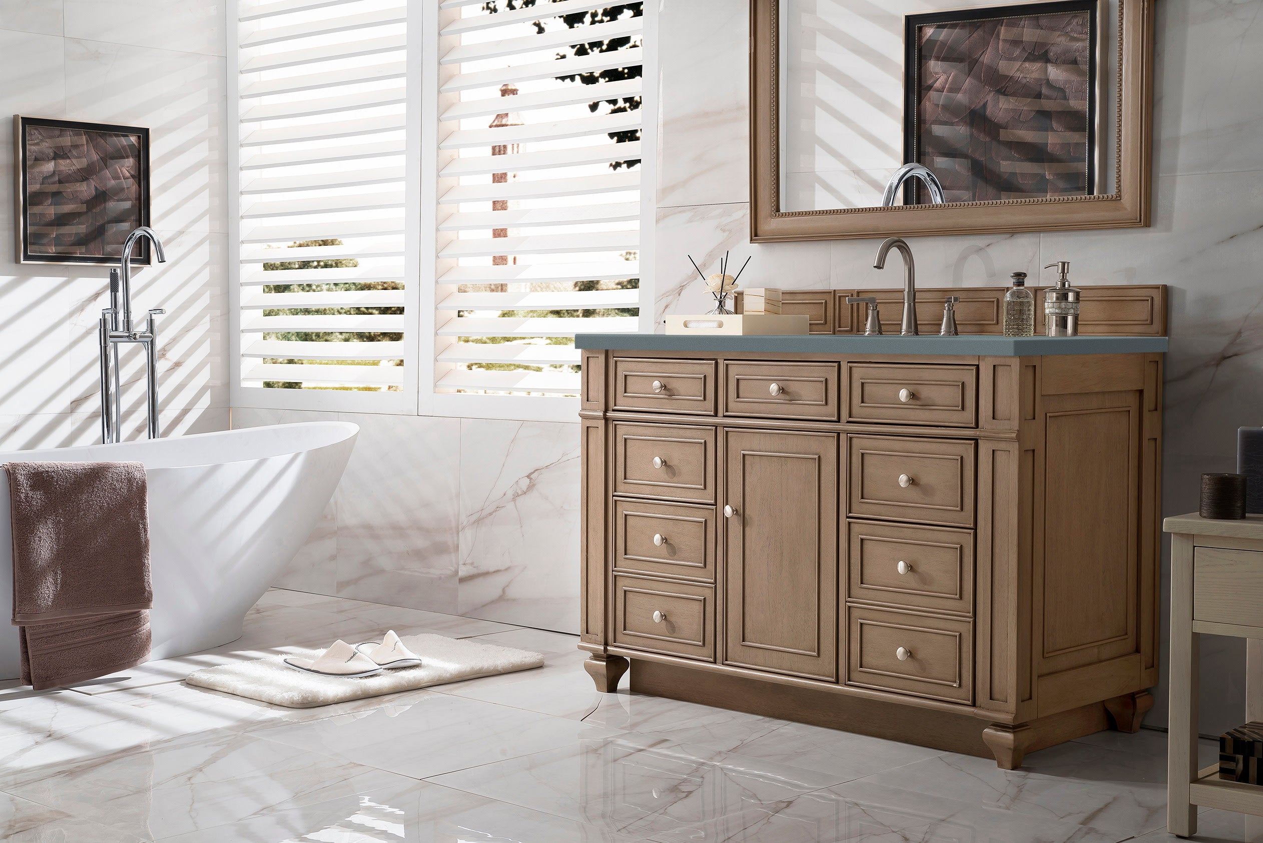 James Martin Bristol 48" Single Vanity in Whitewashed Walnut with 3cm Countertop