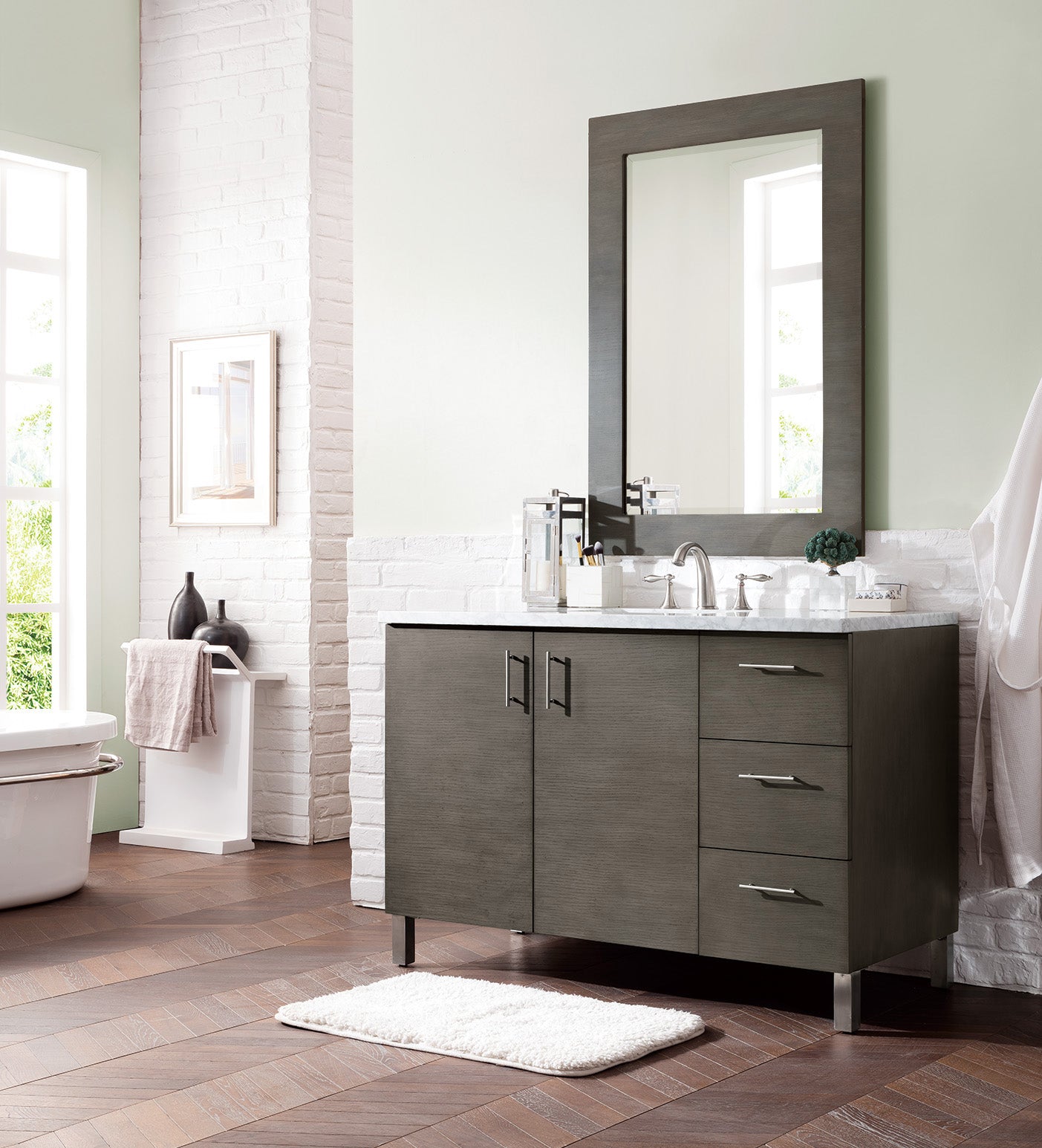 James Martin Metropolitan 48" Single Vanity in Silver Oak with 3cm Countertop