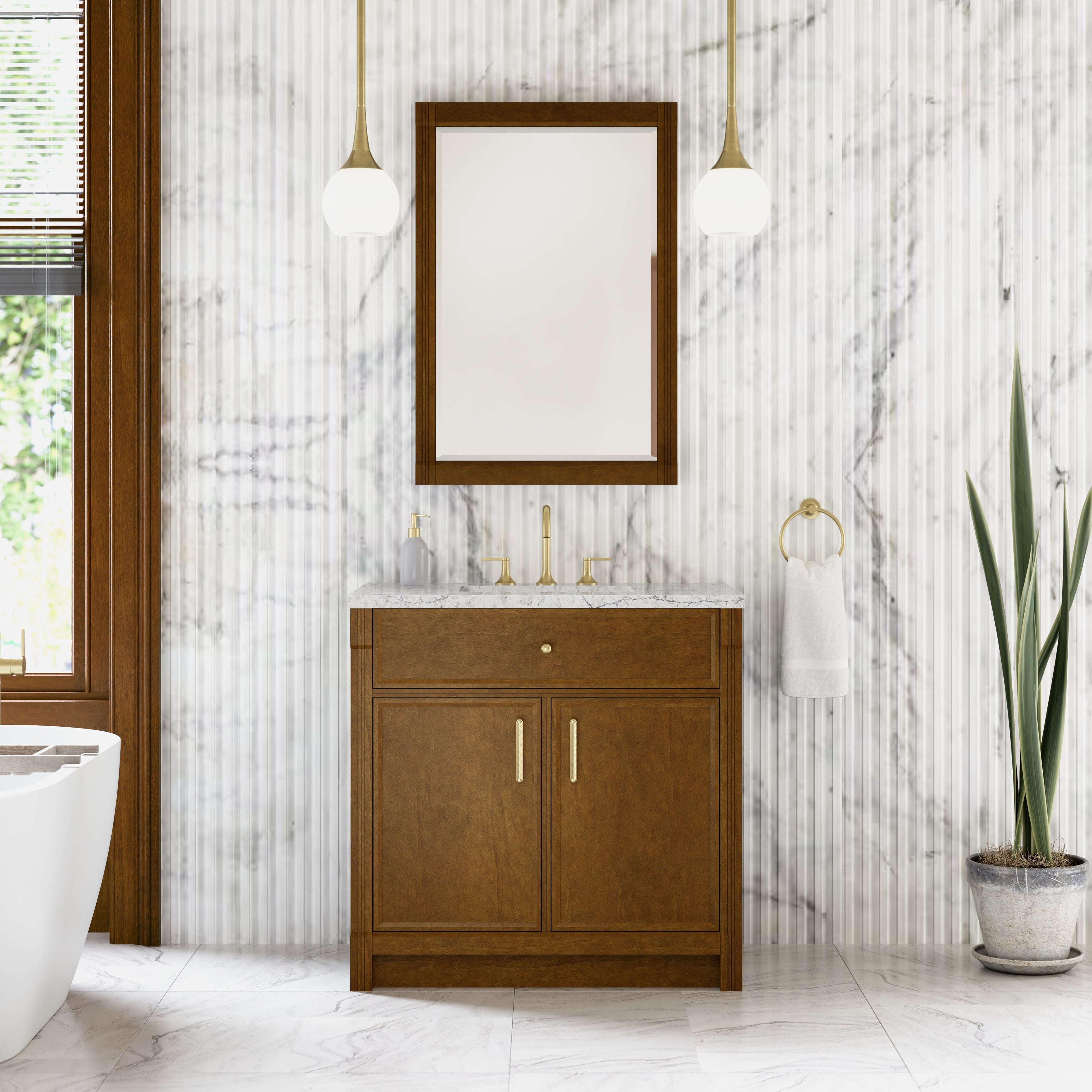 James Martin Bellshire 36" Single Vanity in Honey Oak with 3cm Countertop
