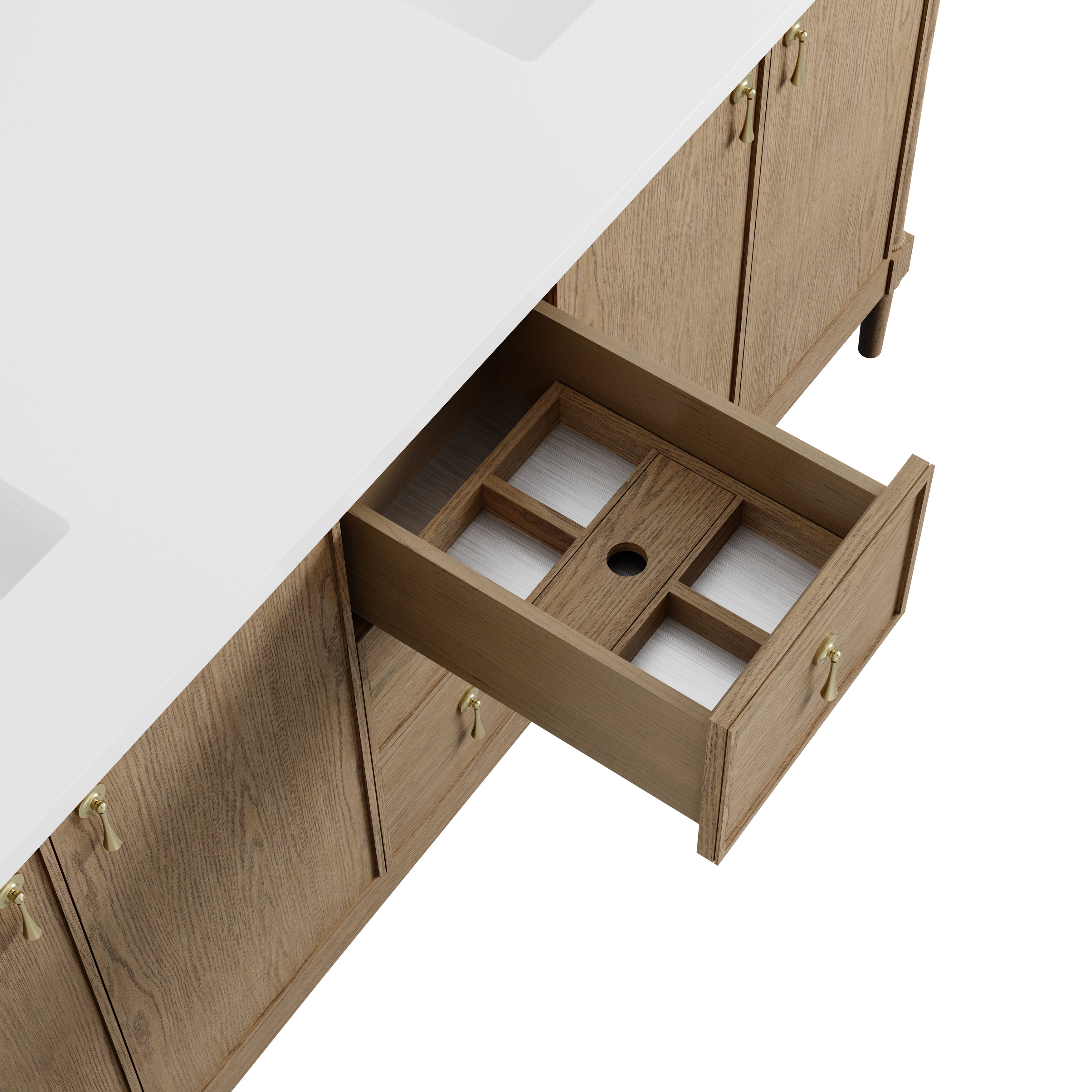 James Martin Kinnsden 72" Double Vanity in Weathered Oak with 3cm Carrara Marble Top