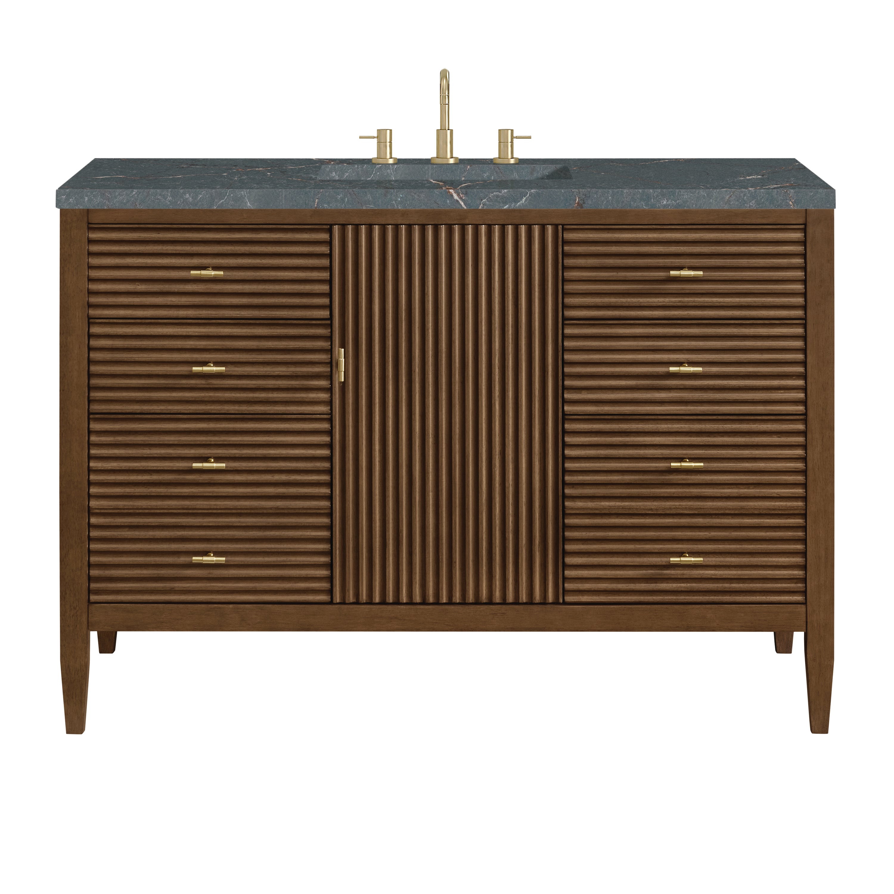 James Martin Myrrin 48" Single Vanity in Mid Century Walnut with 3cm Countertop and FreePower Wireless Charger