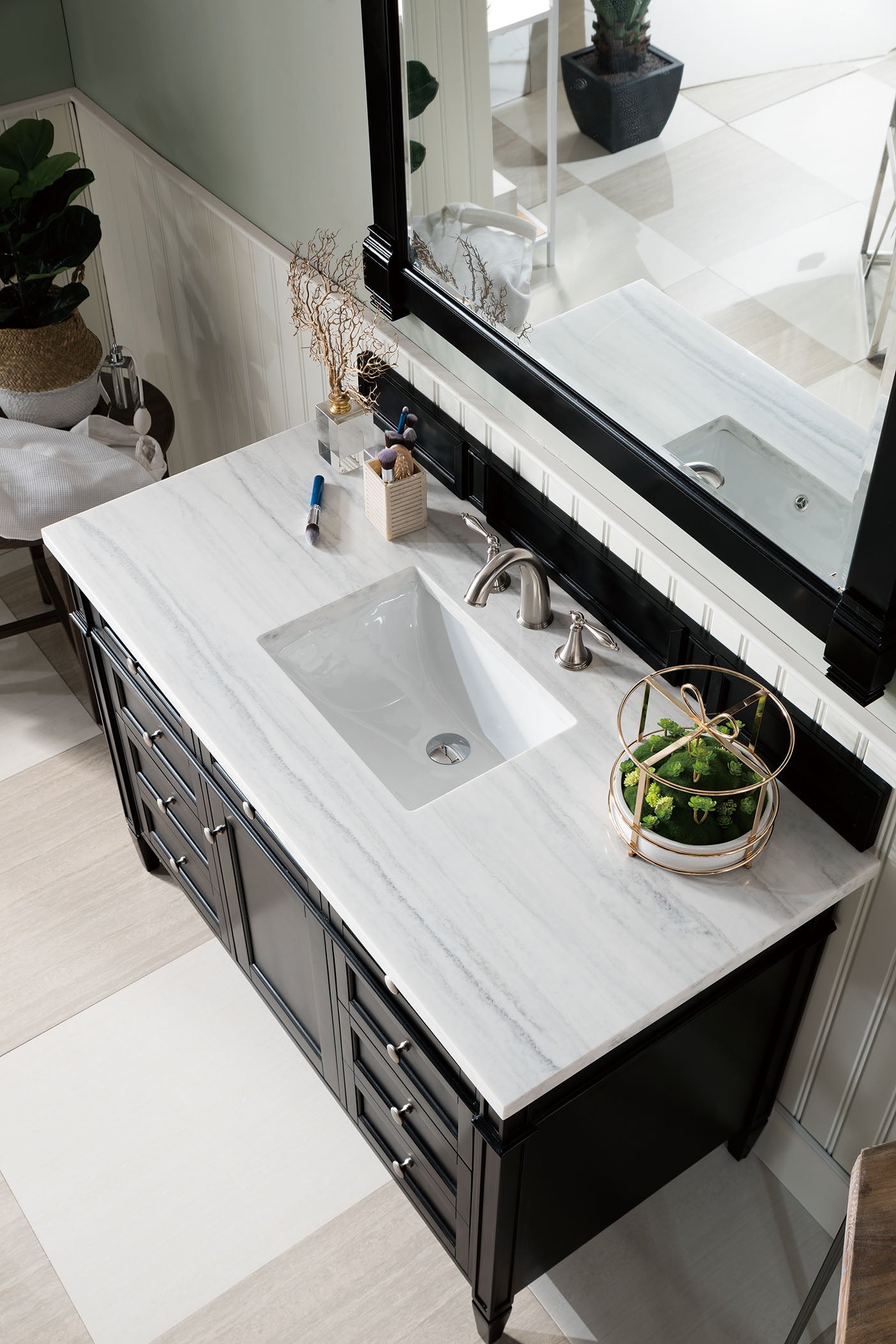 James Martin Brittany 48" Single Vanity in Black Onyx with 3cm Countertop