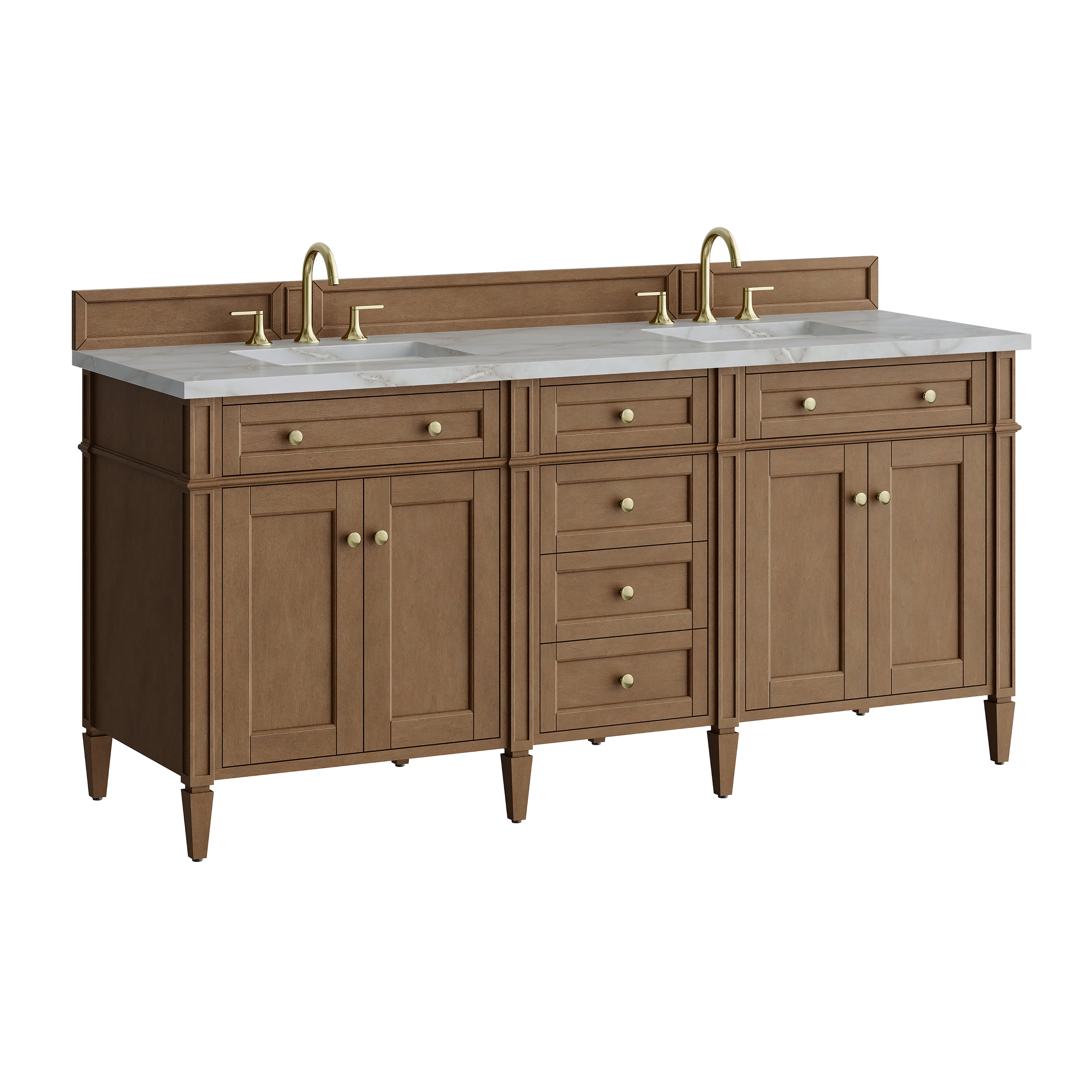 James Martin Brittany 72" Double Vanity in Pecan with 3cm Countertop