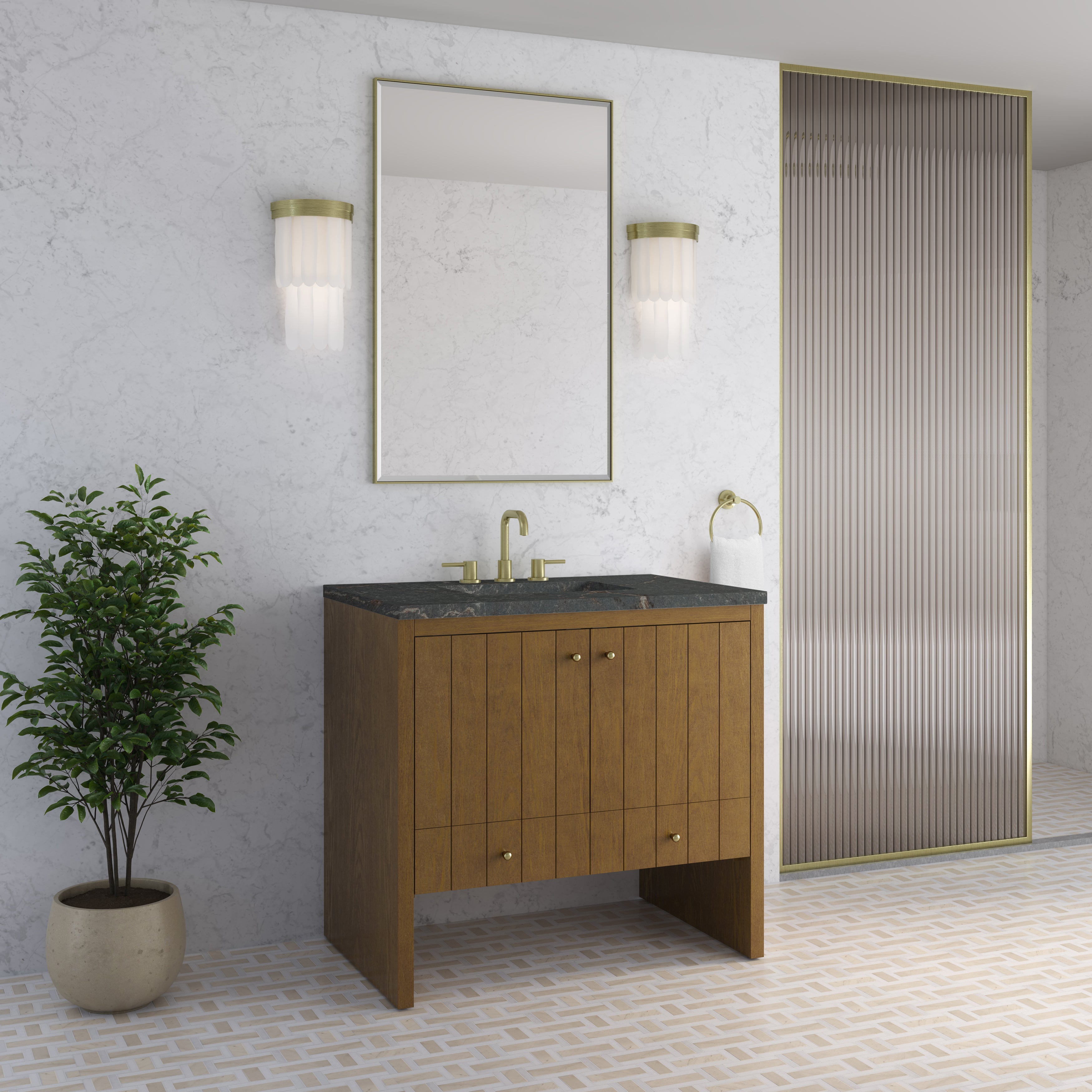 James Martin Hudson 36" Single Vanity in Honey Oak with 3cm Countertop