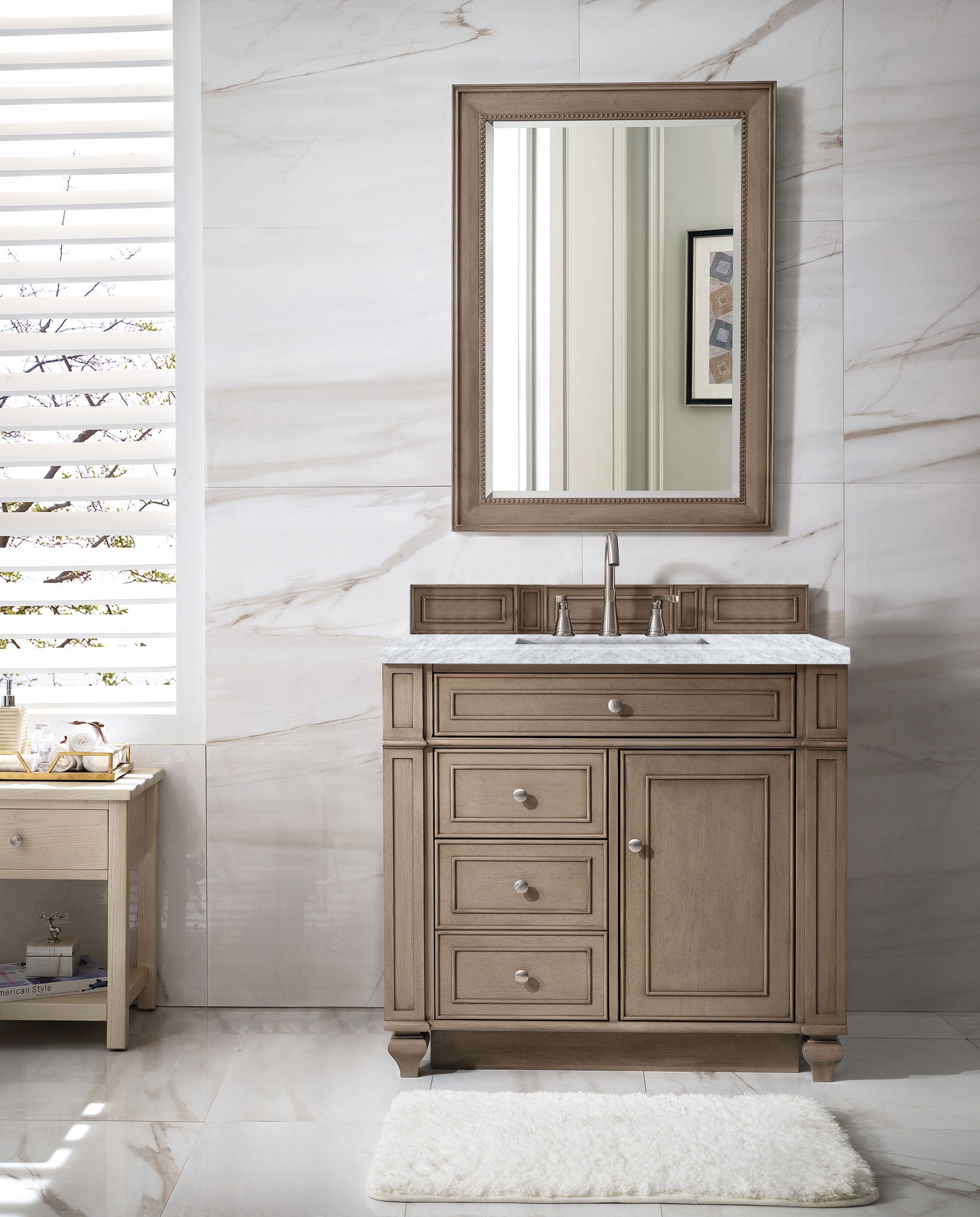 James Martin Bristol 36" Single Vanity in Whitewashed Walnut with 3cm Countertop