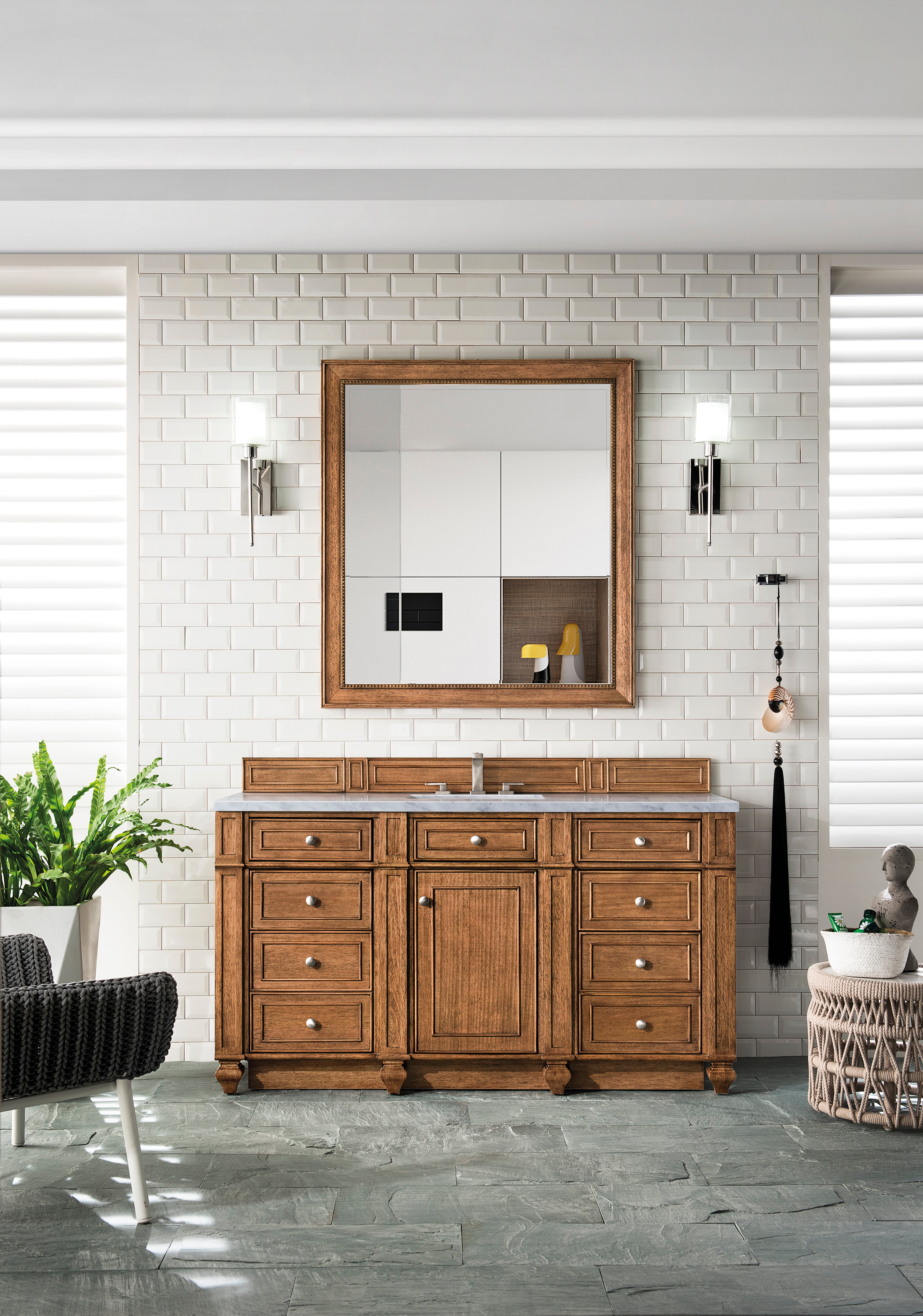 James Martin Bristol 60" Single Vanity in Saddle Brown with 3cm Countertop