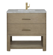 James Martin Lucian 36" Single Vanity in Pebble Oak with 3cm Countertop