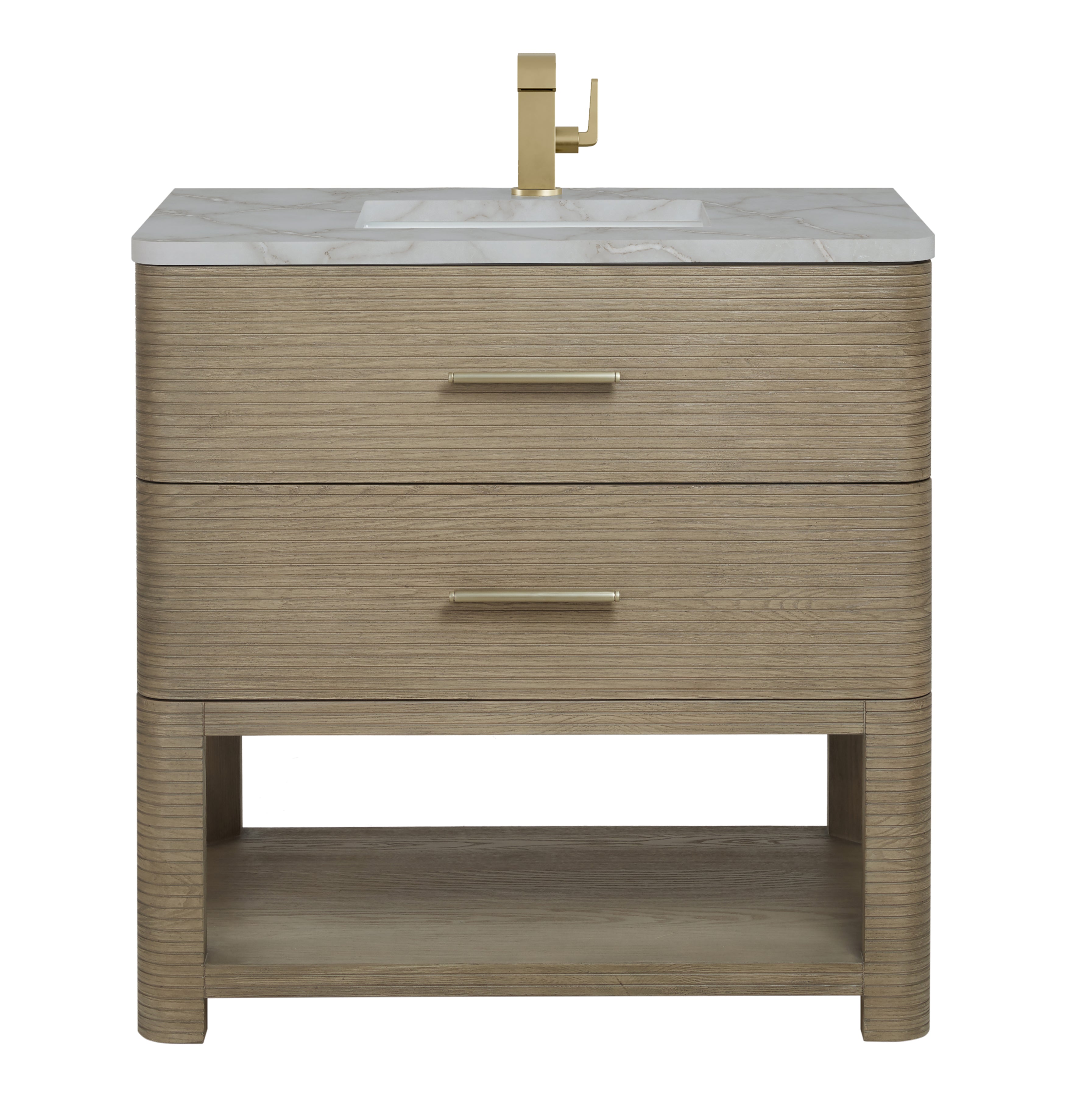 James Martin Lucian 36" Single Vanity in Pebble Oak with 3cm Countertop