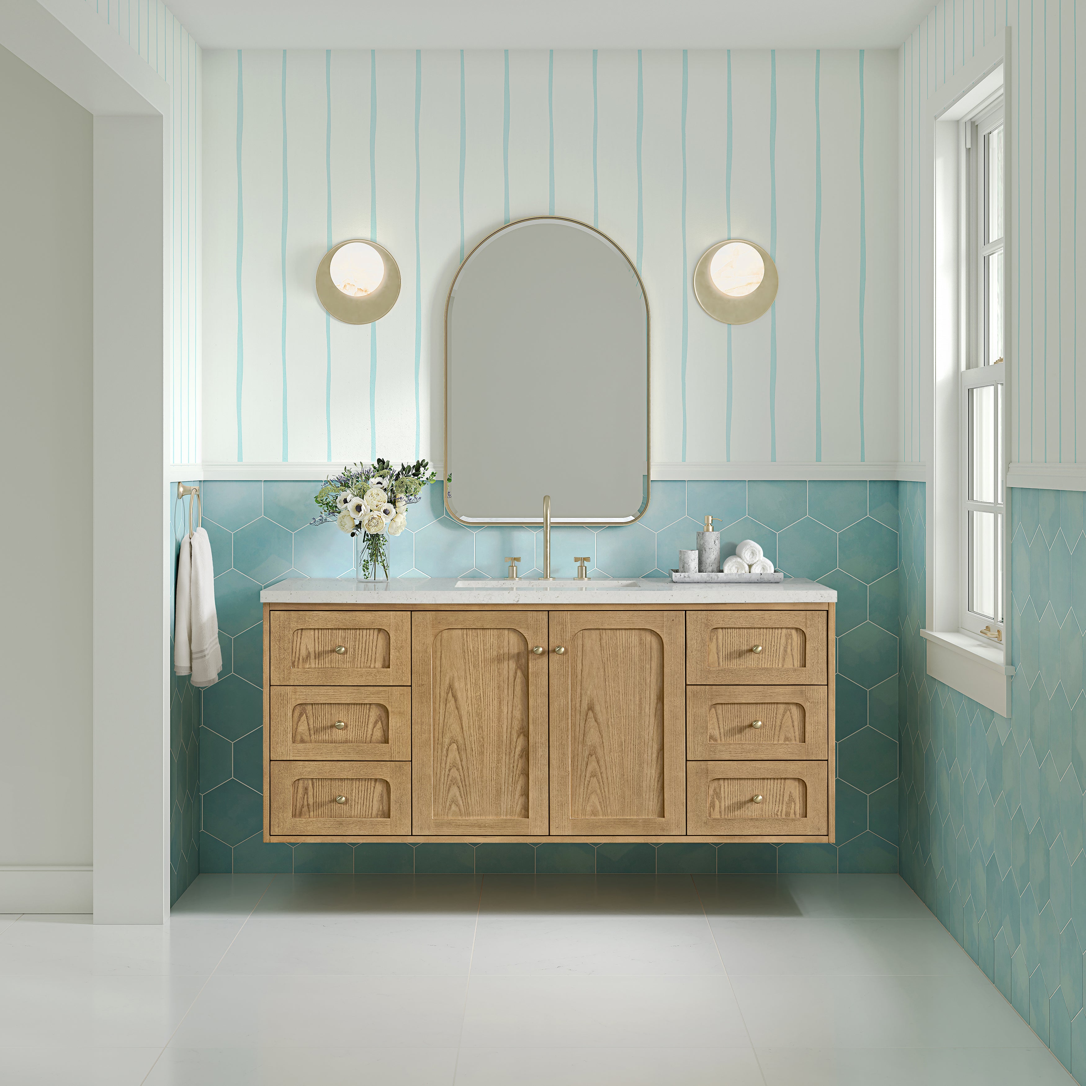 James Martin Laurent 60" Single Vanity in Light Natural Oak with 3cm Countertop