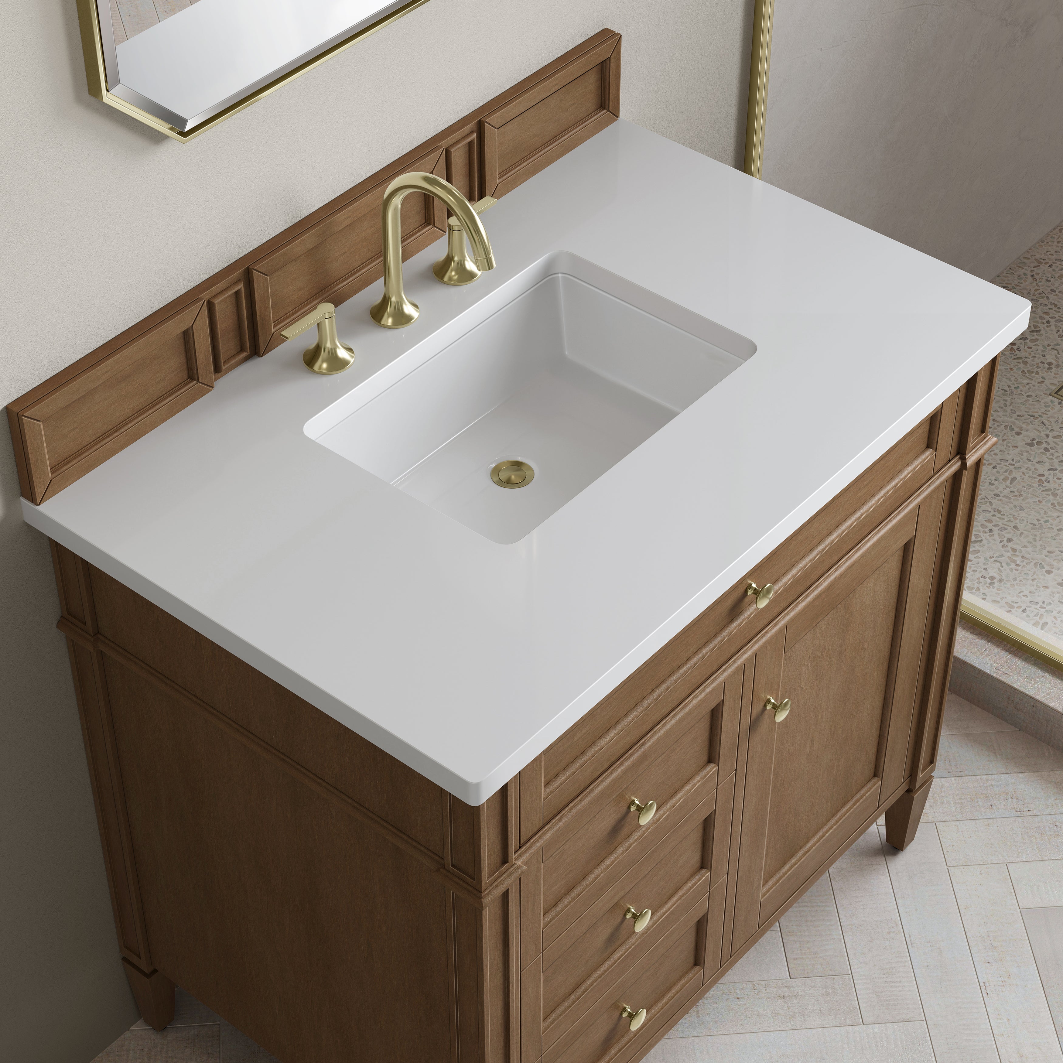James Martin Brittany 36" Single Vanity in Pecan with 3cm Countertop