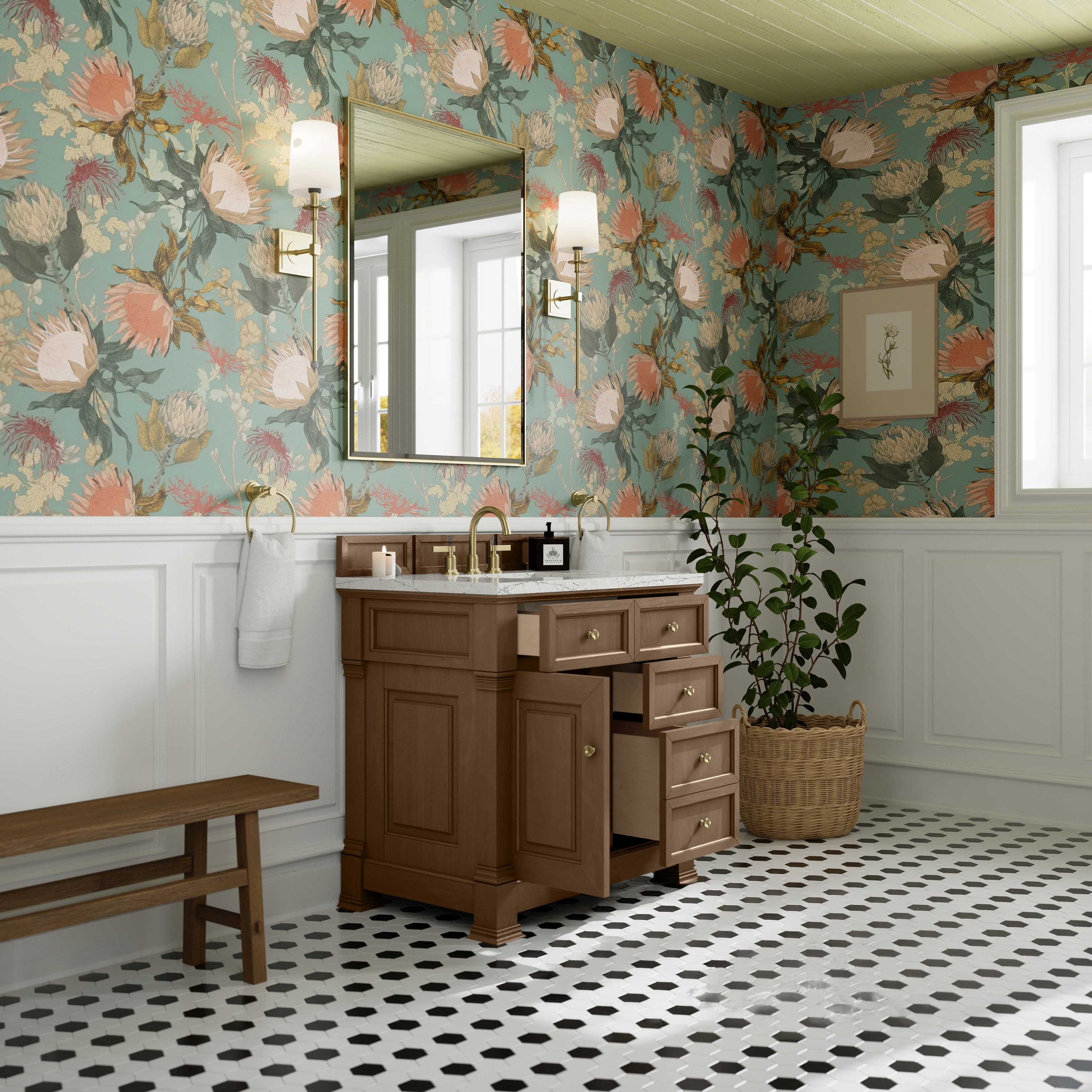 James Martin Brookfield 36" Single Vanity in Pecan with 3cm Countertop