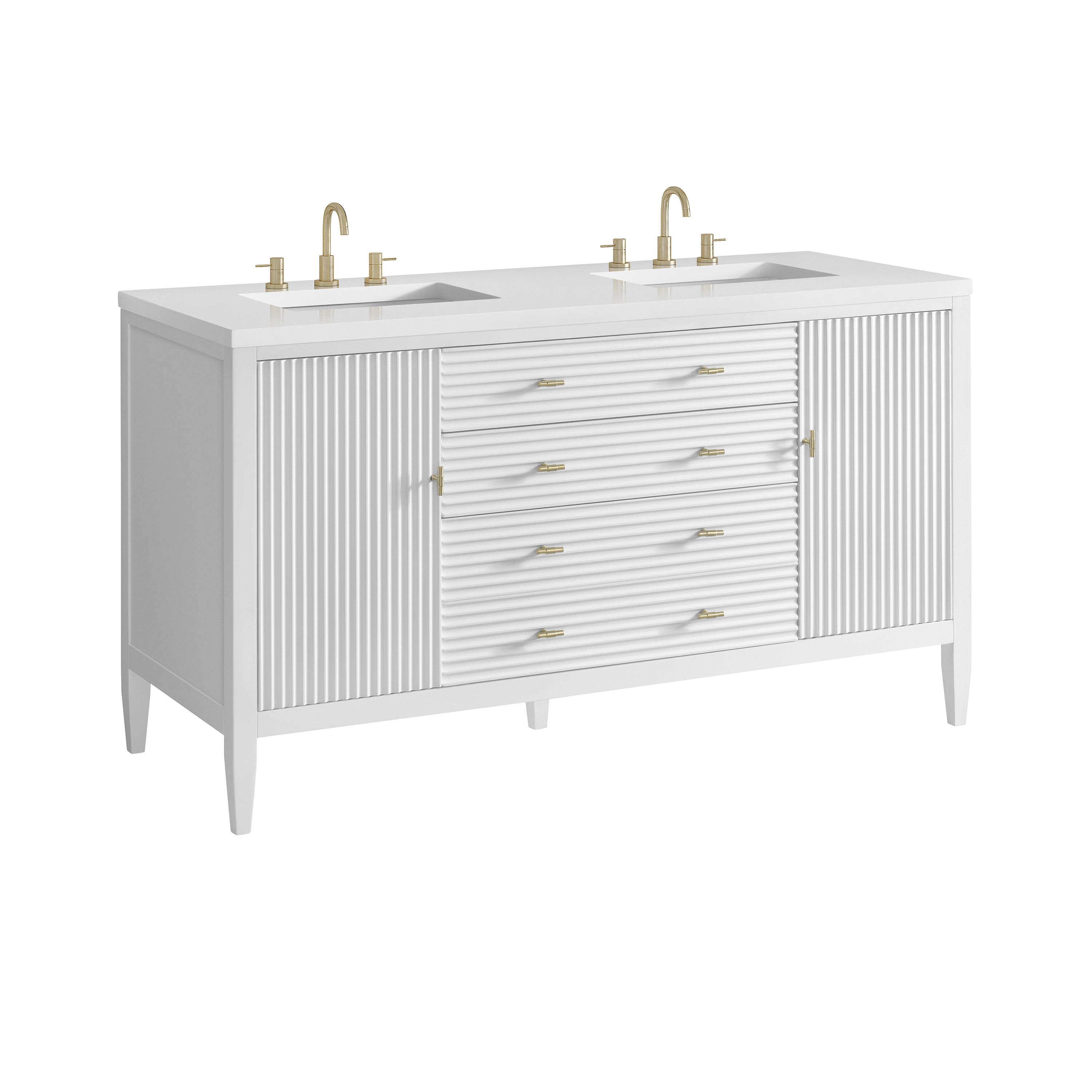 James Martin Myrrin 60" Double Vanity in Bright White with 3cm Countertop