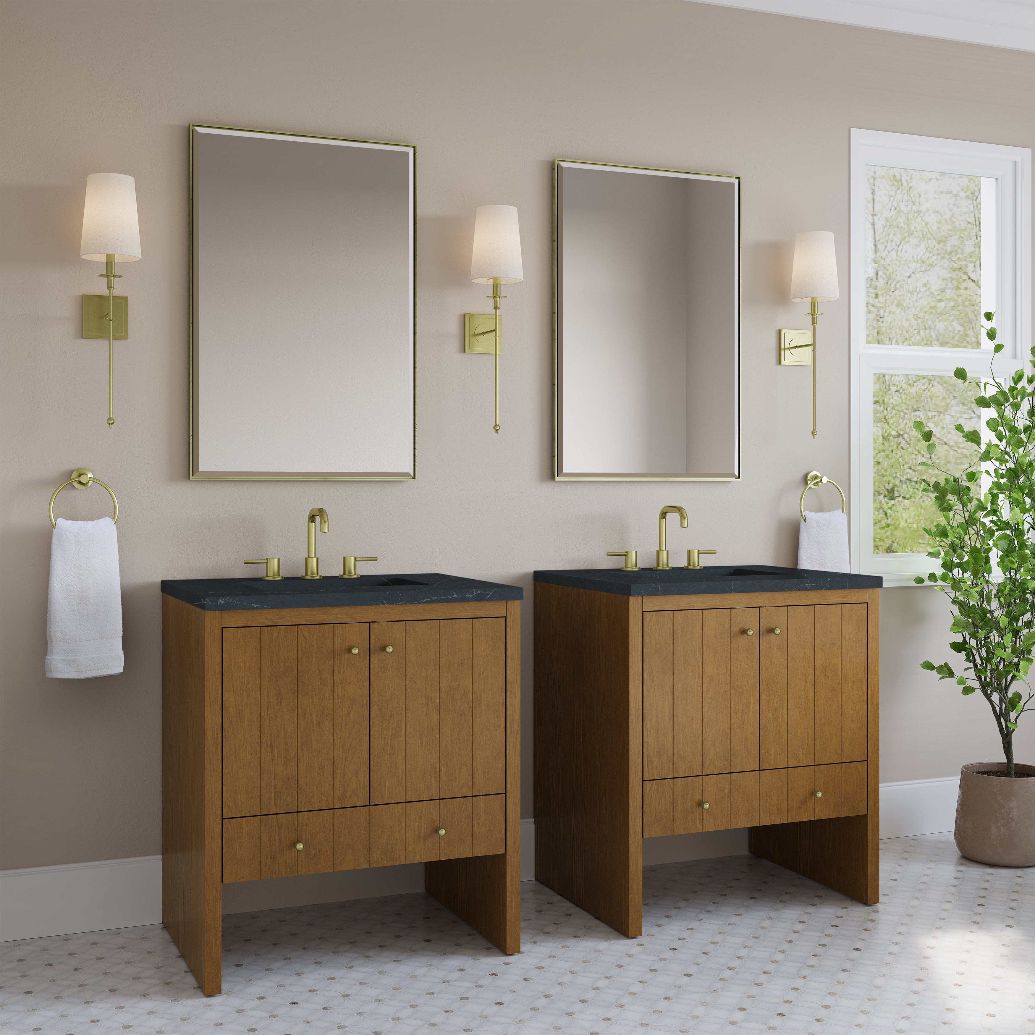 James Martin Hudson 30" Single Vanity in Honey Oak with 3cm Countertop