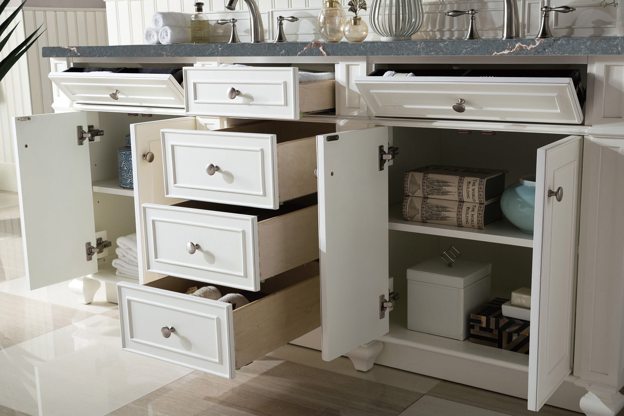 James Martin Bristol 72" Double Vanity in Bright White with 3cm Countertop