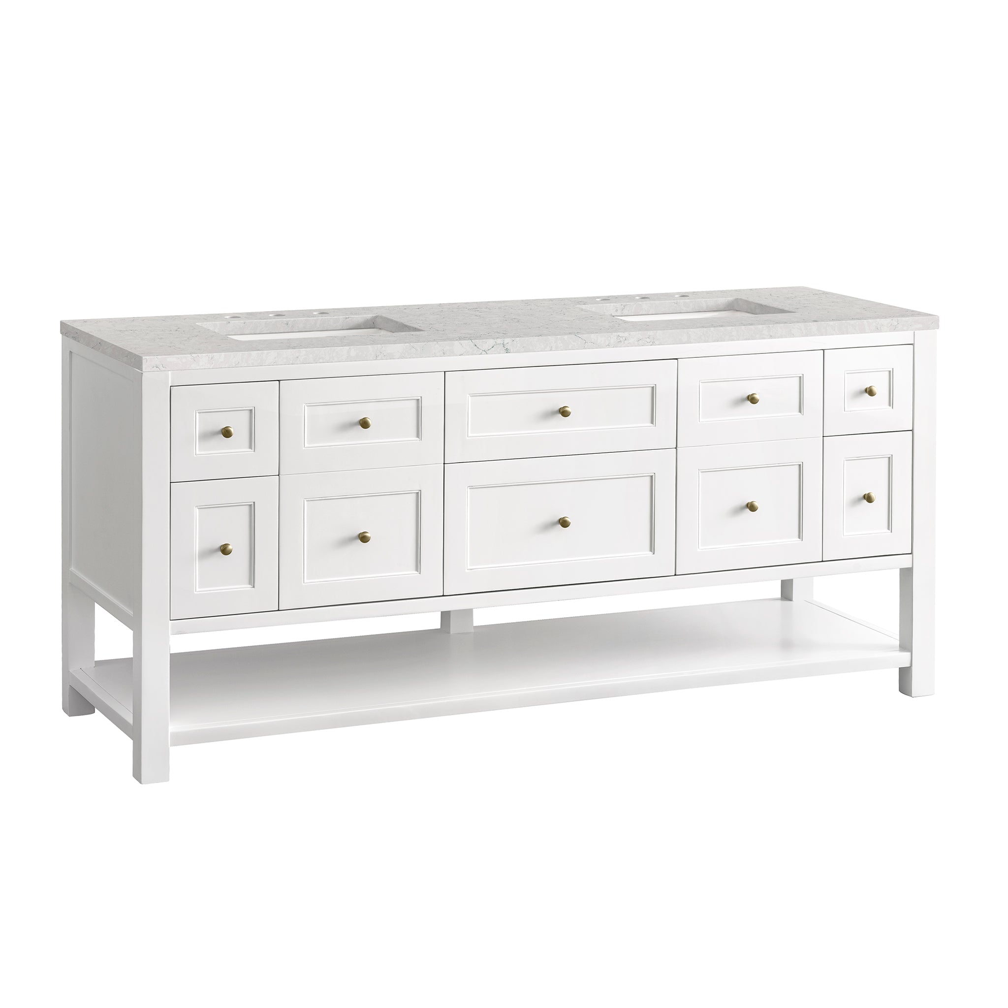 James Martin Breckenridge 72" Double Vanity in Bright White with 3cm Countertop
